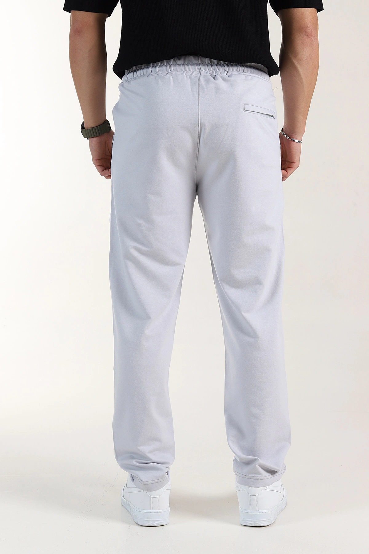 Gri Regular Fit Çimalı Şerit Detaylı Erkek Eşofman Altı 402370