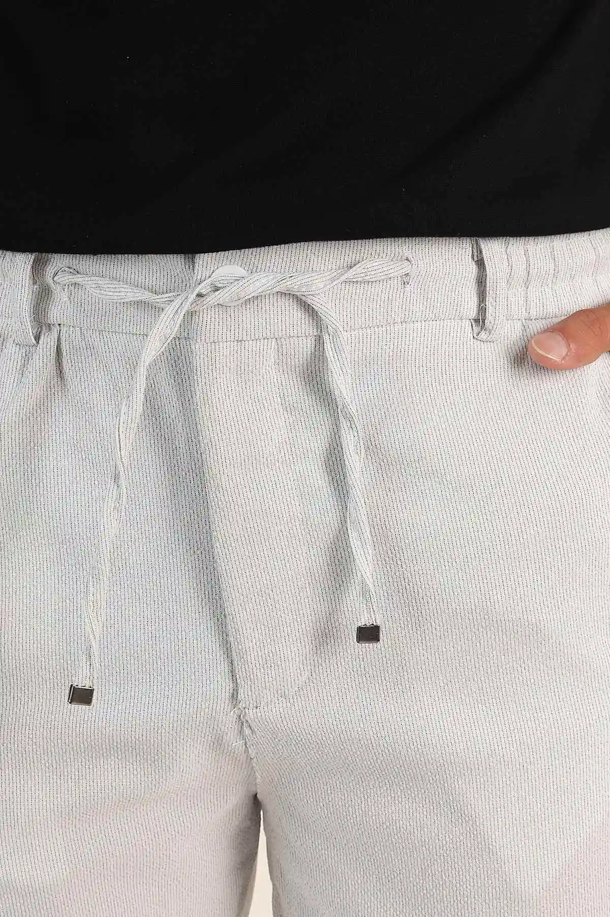 Gri Regular Fit Dokulu Bel Lastikli Erkek Pantolon 382286