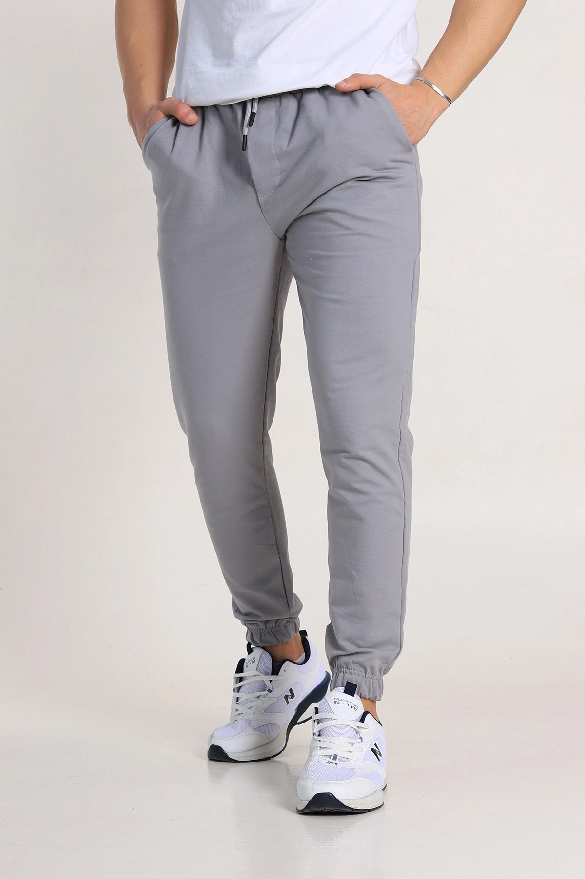 Gri Regular Fit İki İp Paça Lastikli Erkek Eşofman Altı 338279