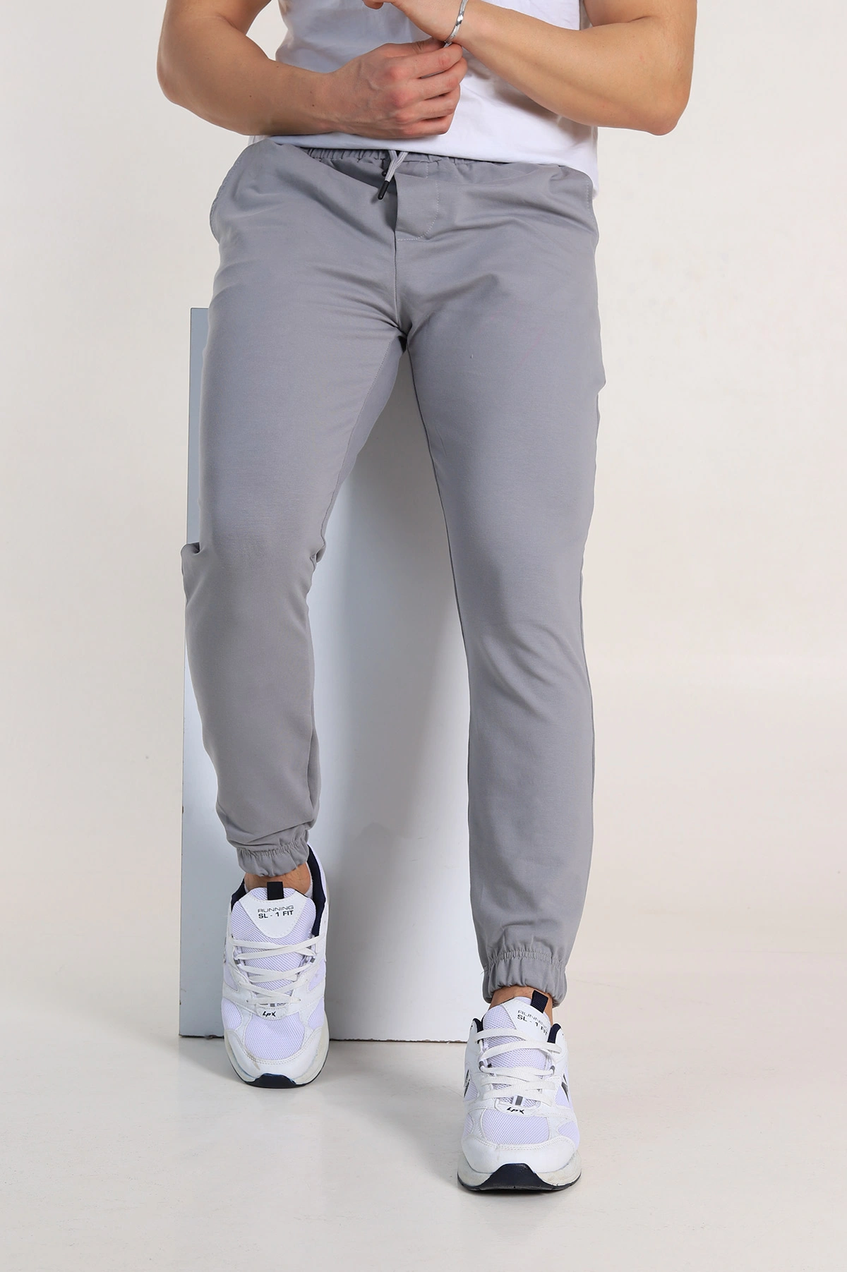 Gri Regular Fit İki İp Paça Lastikli Erkek Eşofman Altı 338279