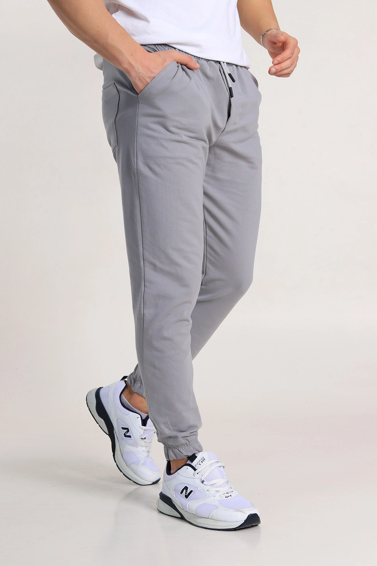 Gri Regular Fit İki İp Paça Lastikli Erkek Eşofman Altı 338279