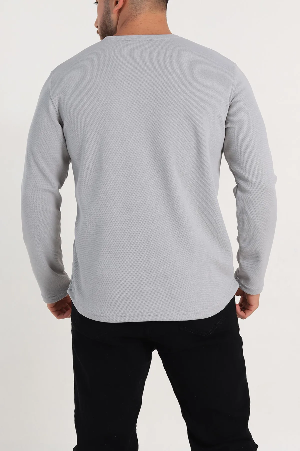 Gri Regular Fit Kabartma Baskılı Erkek Sweatshirt 303421