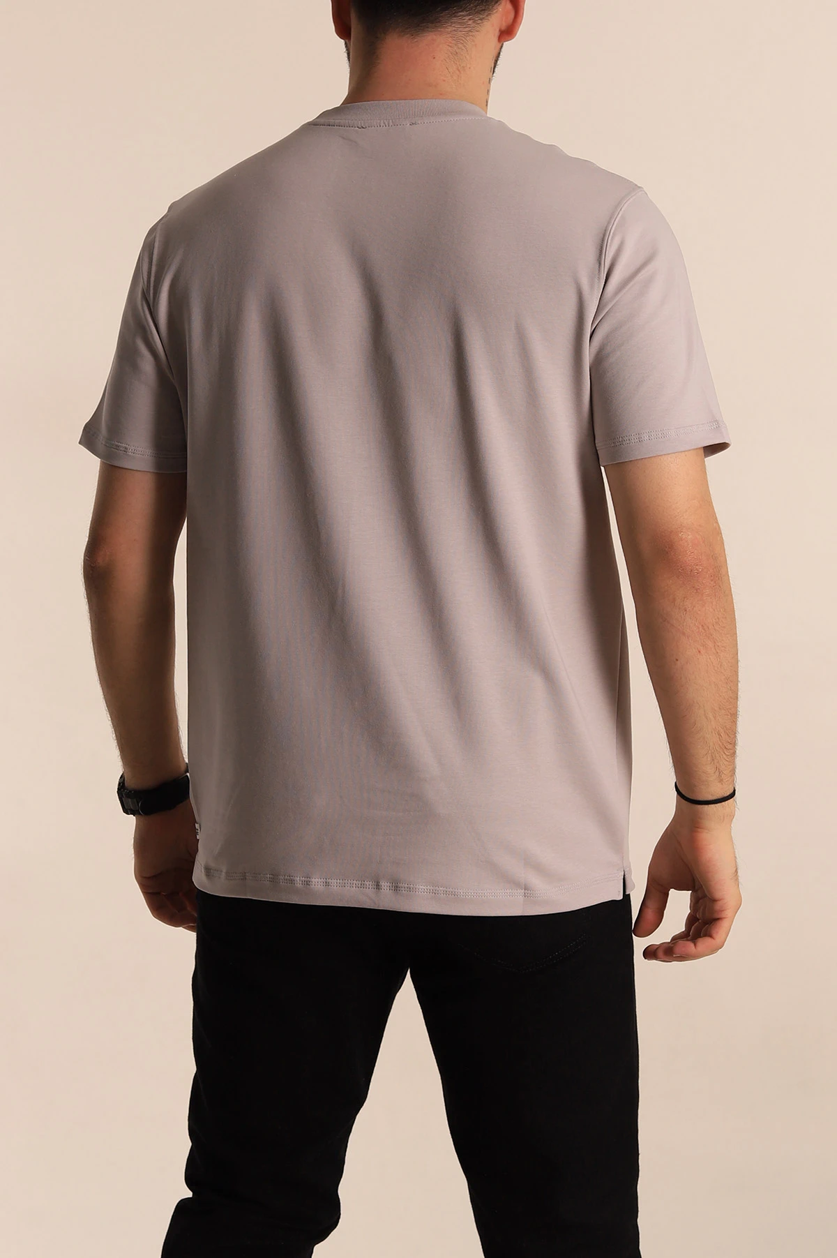Gri Regular Fit Kabartma Yazılı Erkek Tişört 268126
