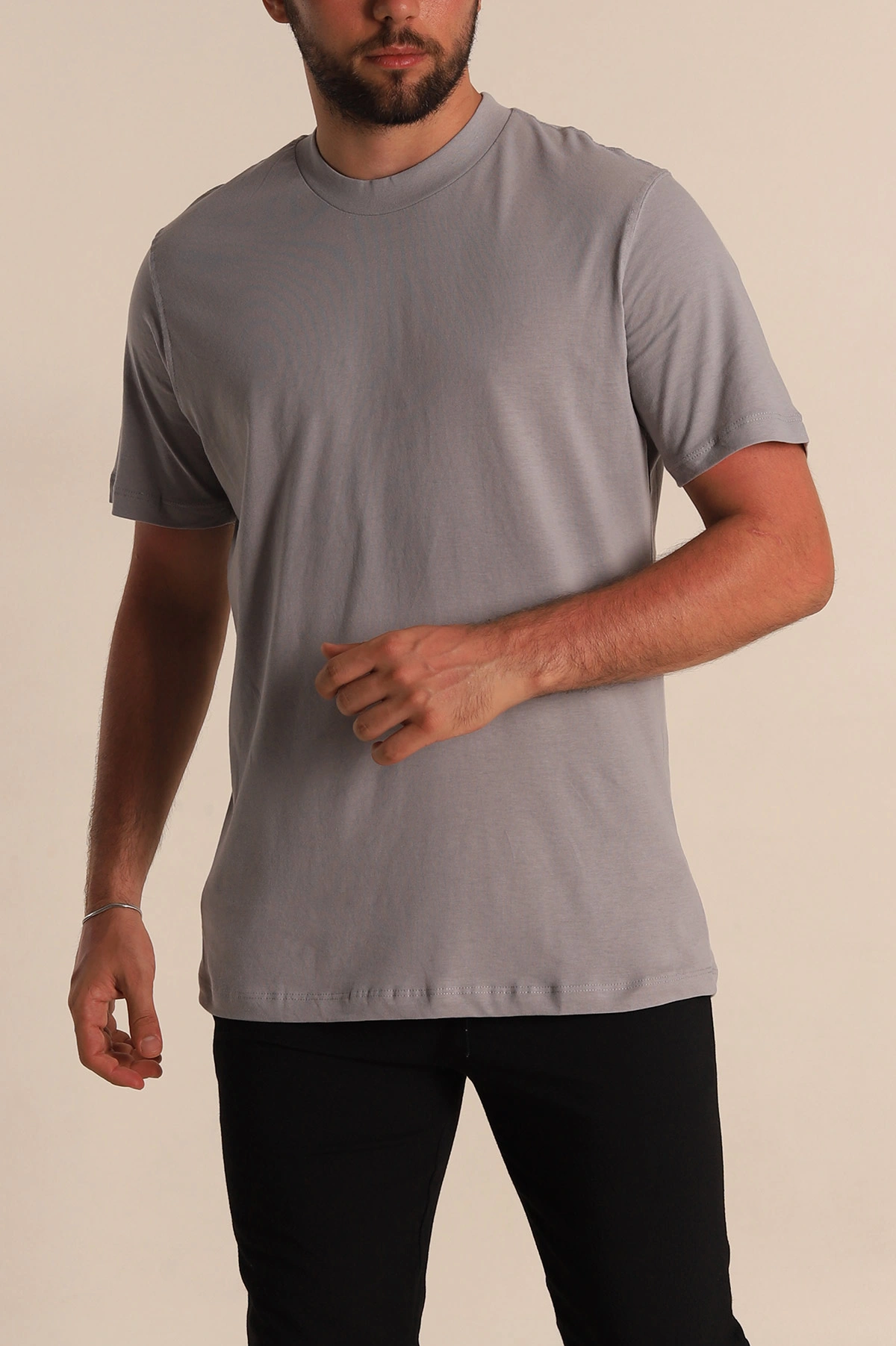 Gri Relaxed Fit Basic Erkek Tişört 279909