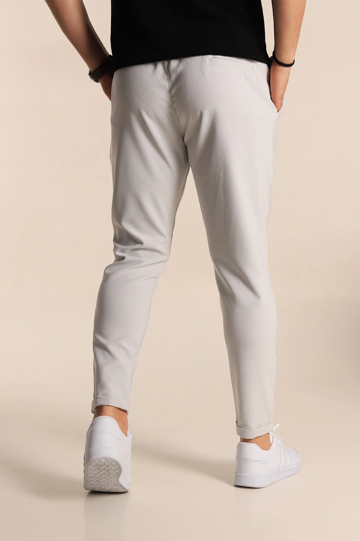 Gri Relaxed Fit Bel Bağlamalı Duble Paça Erkek Jogger Pantolon 257469