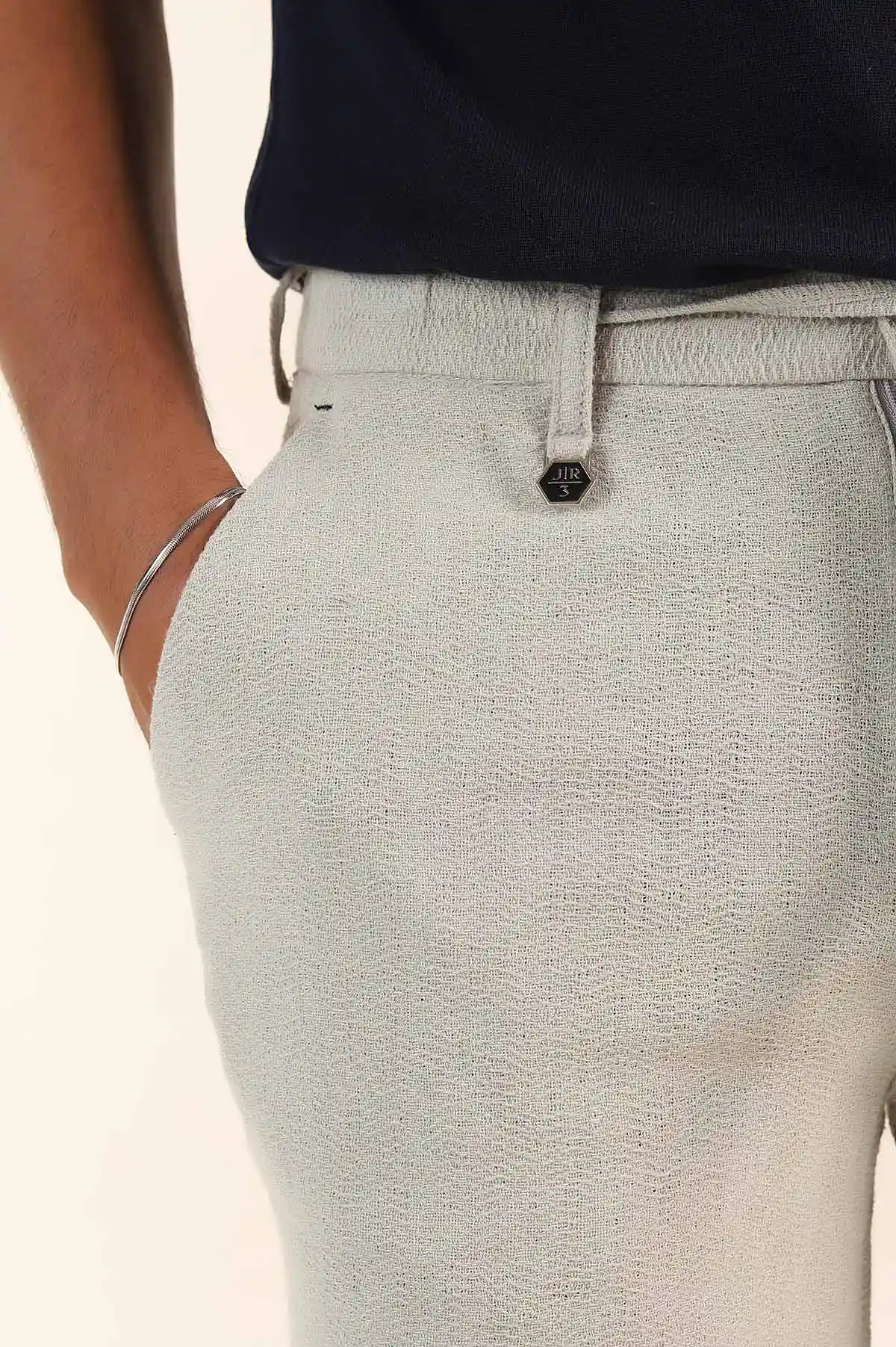 Gri Relaxed Fit Dokulu Bel Lastikli Erkek Şort 380984