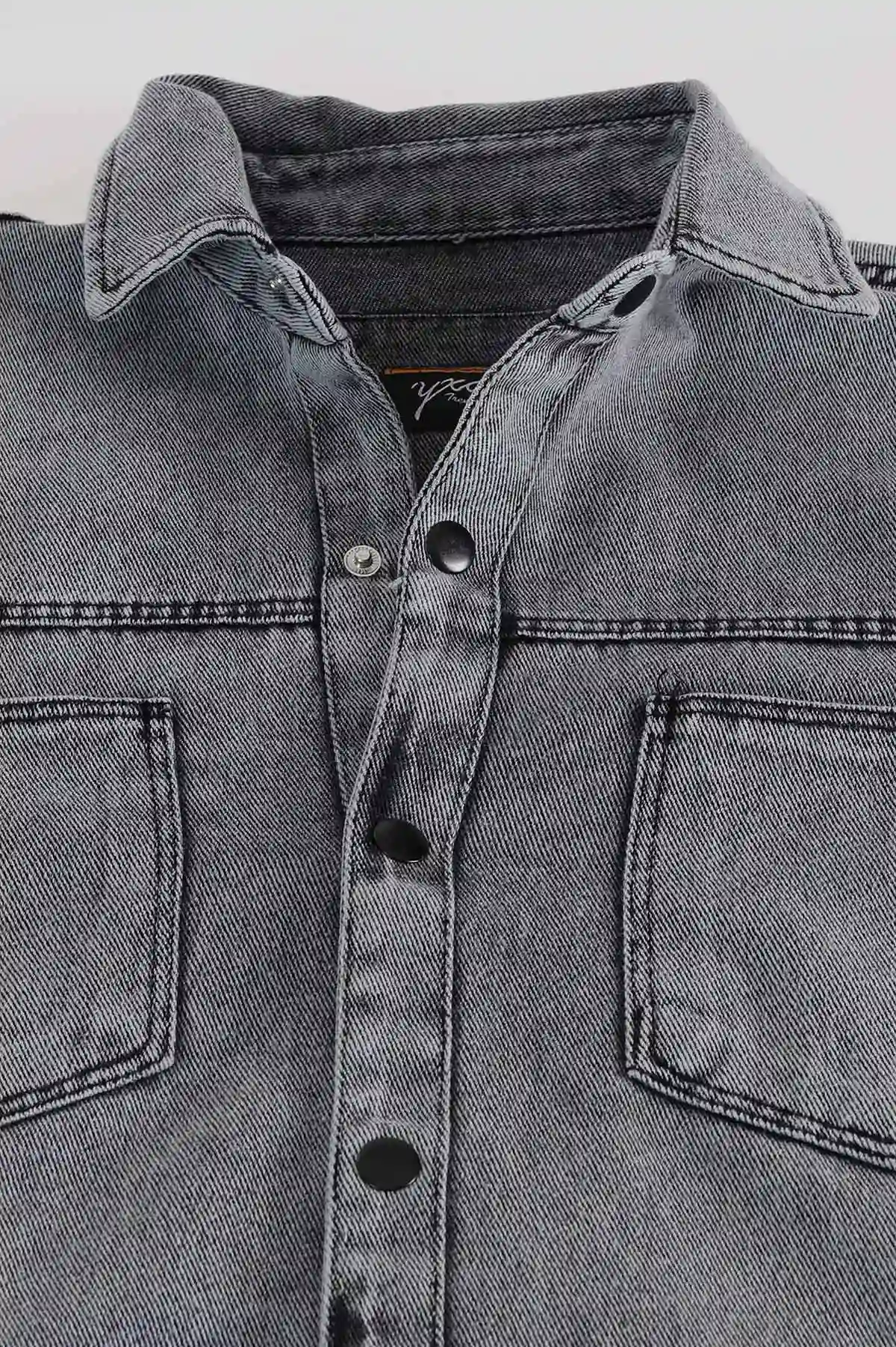 Gri Relaxed Fit Gabardin Çift Cepli Yıkamalı Erkek Gömlek 397974