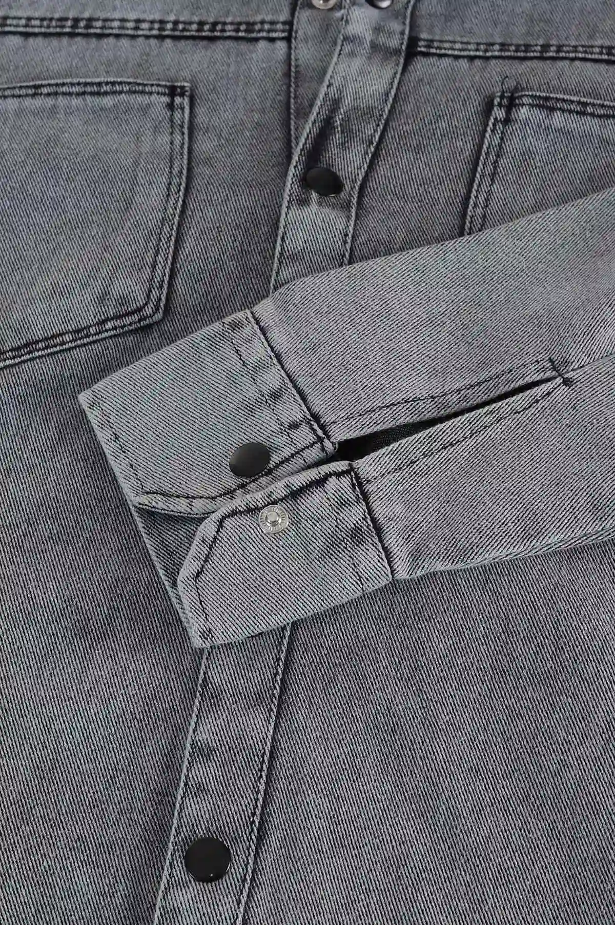 Gri Relaxed Fit Gabardin Çift Cepli Yıkamalı Erkek Gömlek 397974