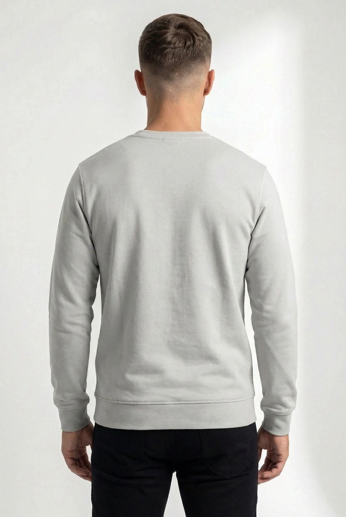 Gri Relaxed Fit İki İp Şardonsuz Basic Erkek Sweatshirt 398128