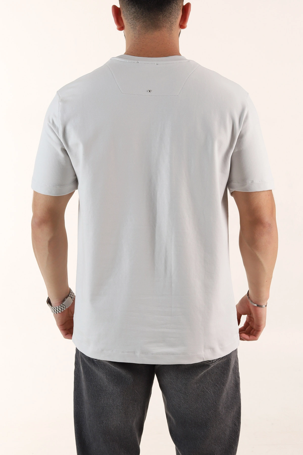 Gri Relaxed Fit Kabartma Yazı Detaylı Erkek Tişört 358507