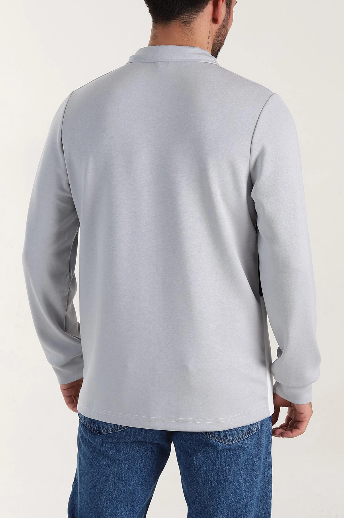 Gri Relaxed Fit Oysho Kumaş Üç Renkli Polo Yaka Sweatshirt 399545