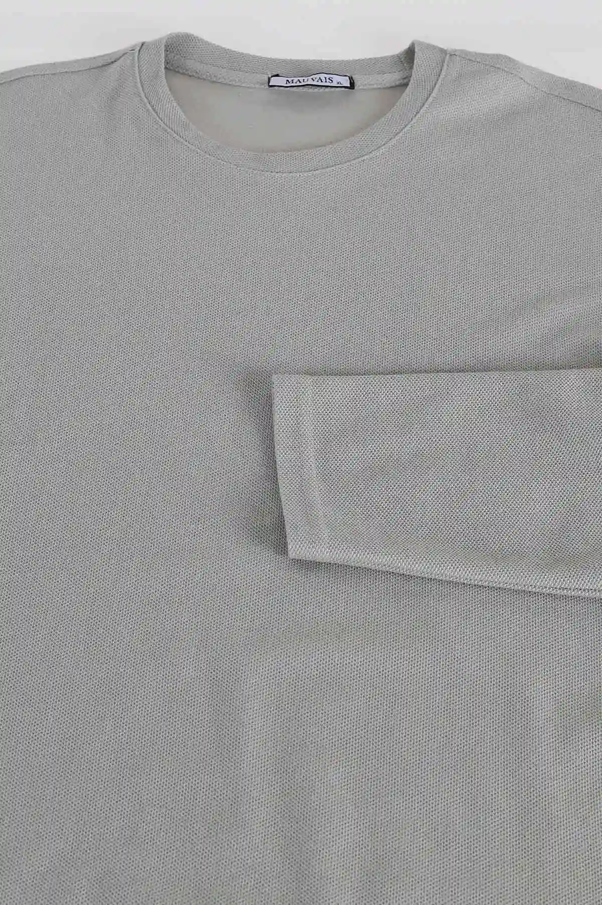 Gri Relaxed Fit Pike Dokulu Basic Erkek Sweatshirt 398898