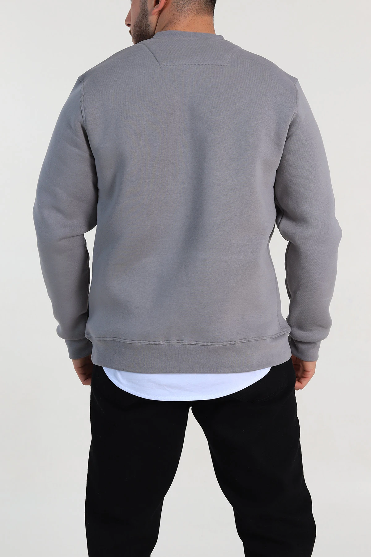 Gri Relaxed Fit Üç İp Şardonlu Baskılı Erkek Sweatshirt 309656