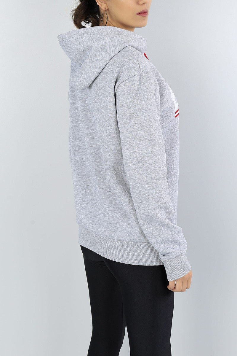 Gri Şardonlu Baskılı Bayan Sweat 47210