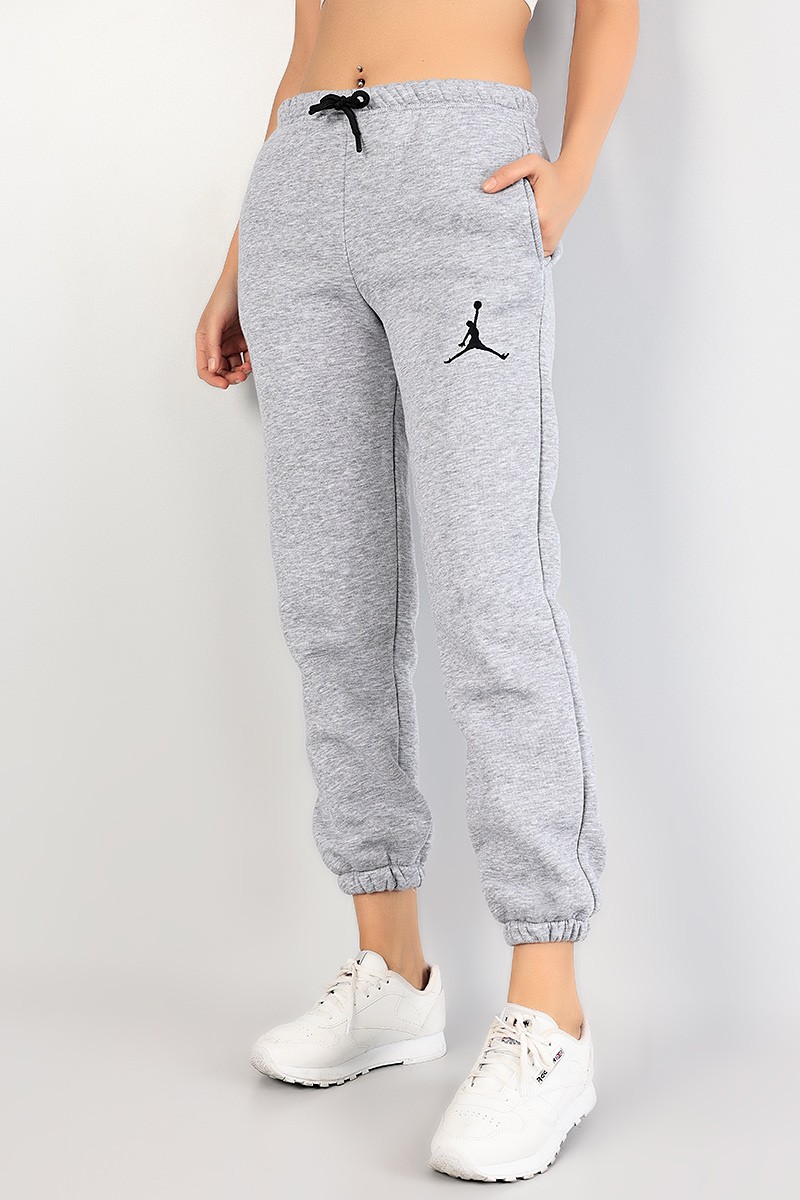 Gri Şardonlu Bayan Nakışlı Eşofman Altı 85143