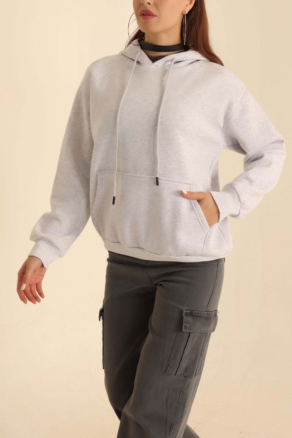Gri Şardonlu Bayan Sweat 209595