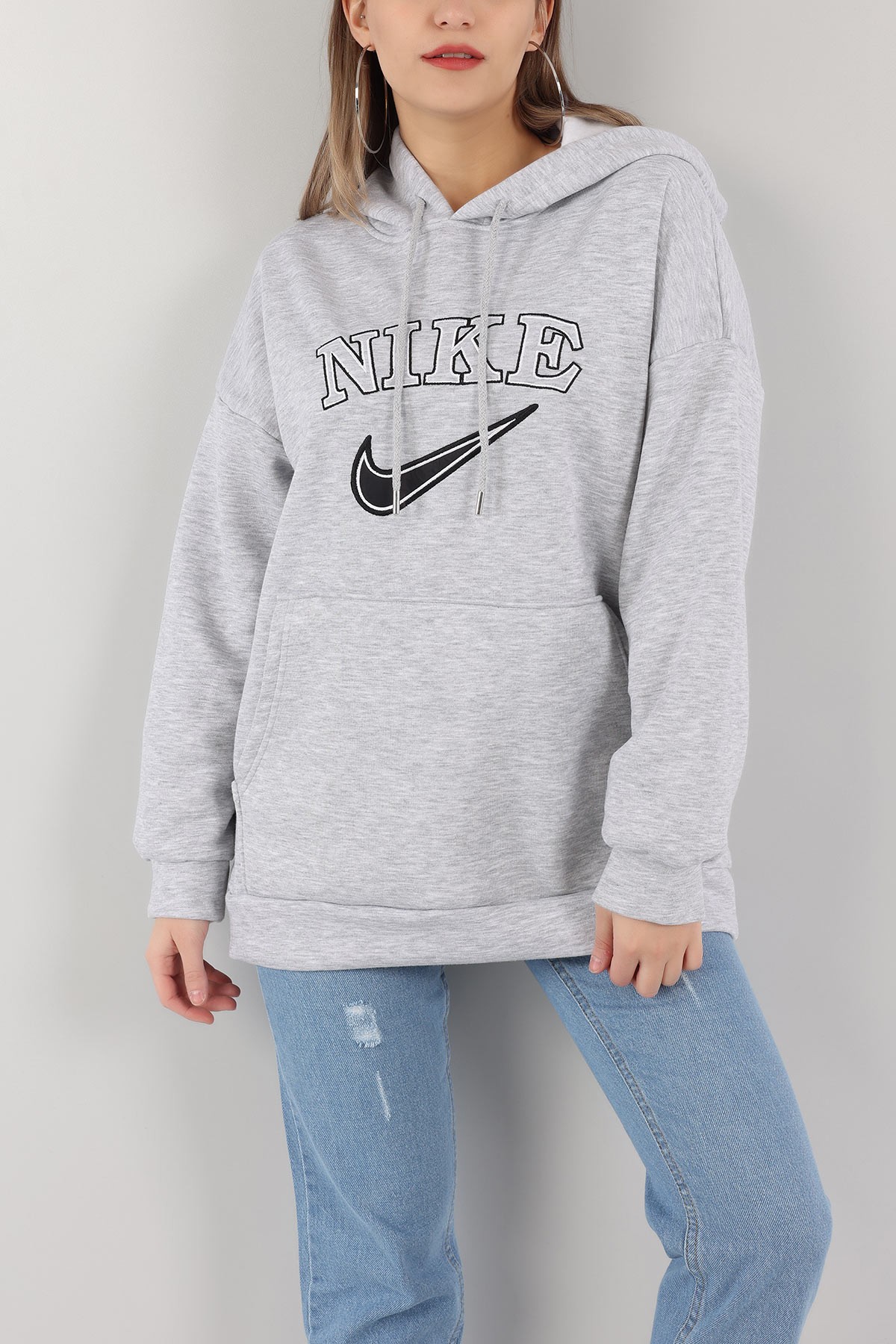 Gri Şardonlu Nakışlı Sweat 150301
