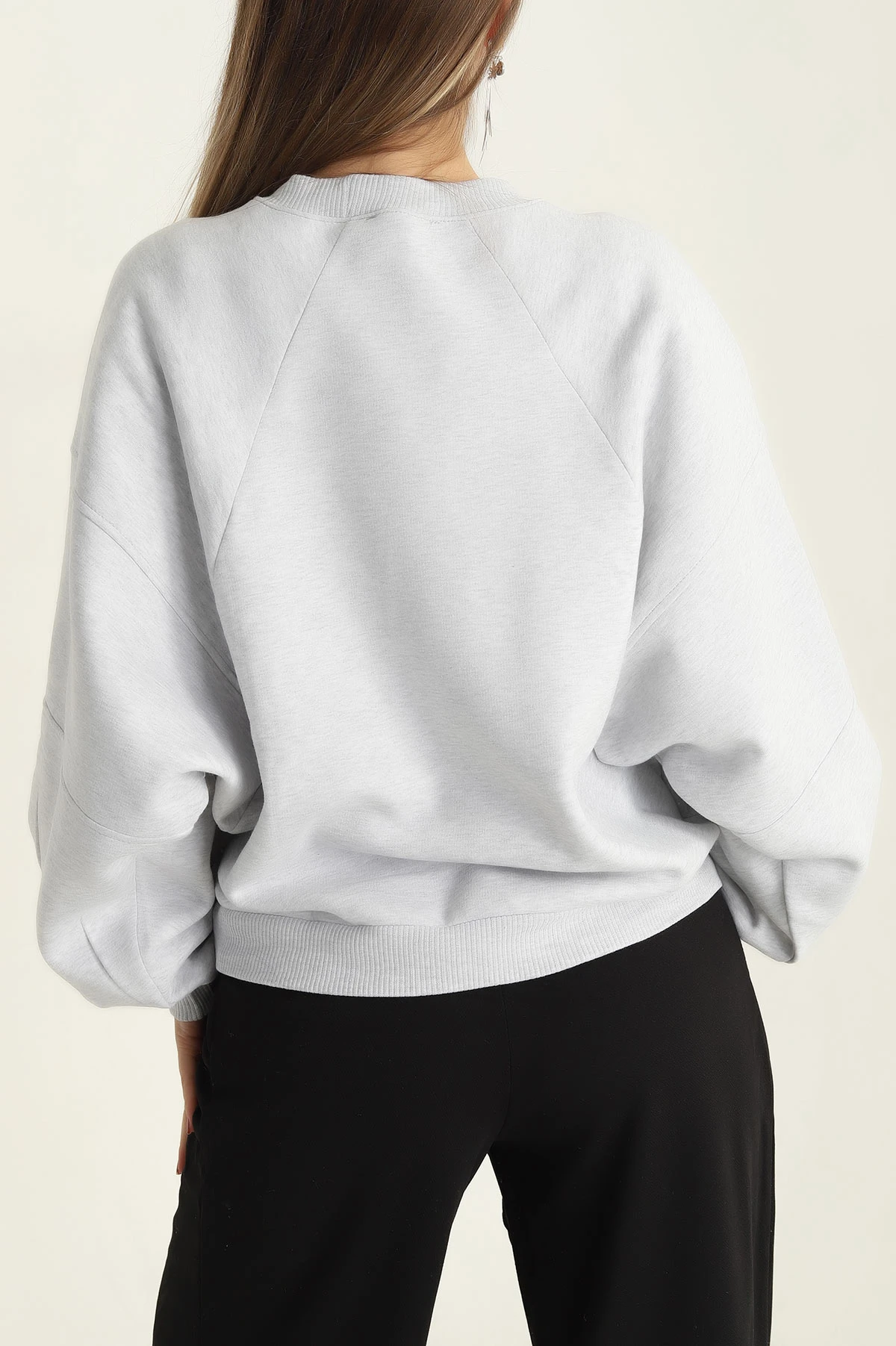 Gri Şardonlu Reglan Kol Bayan Sweat 300675