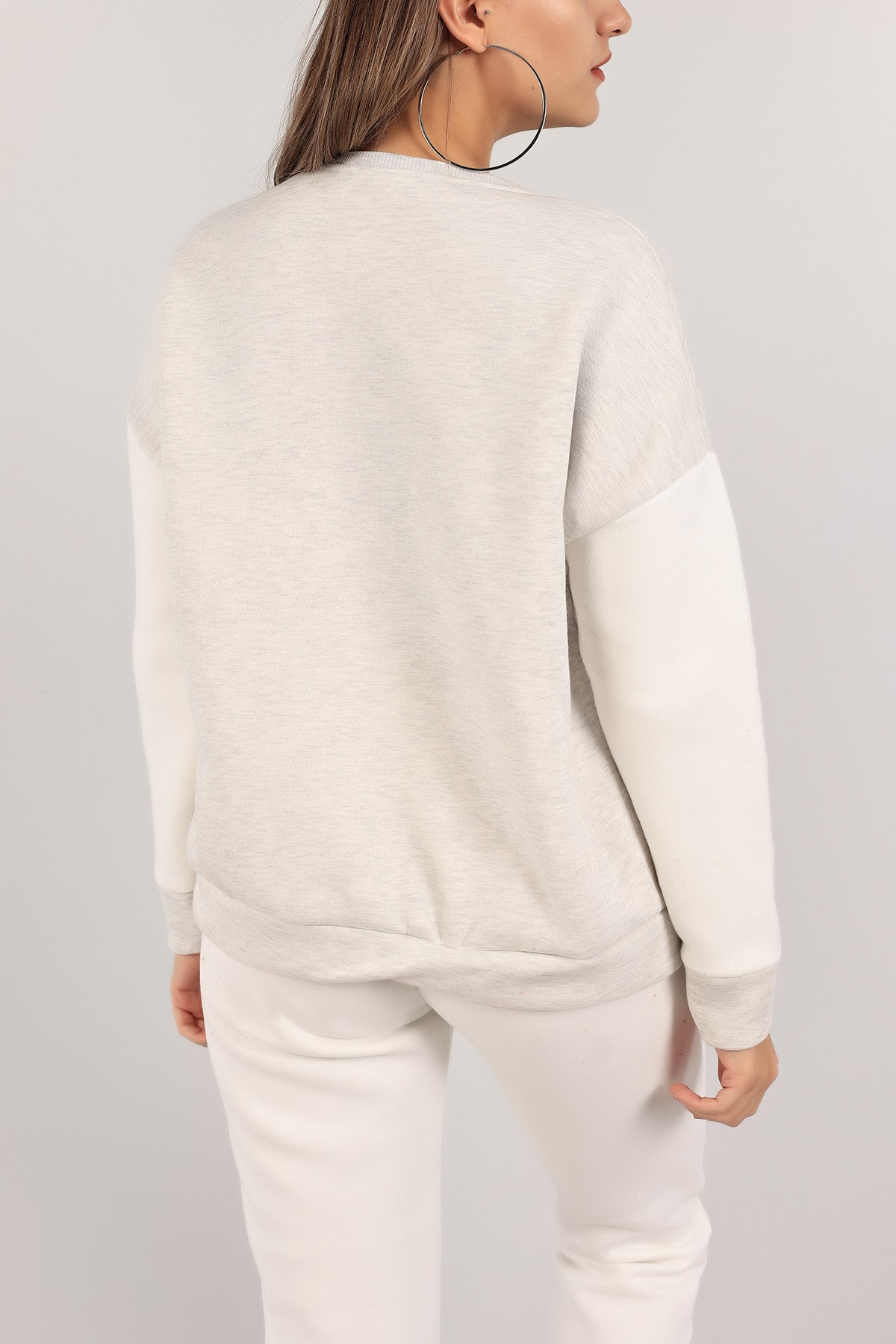 Gri Şardonlu Süzene Nakışlı Sweat 143199