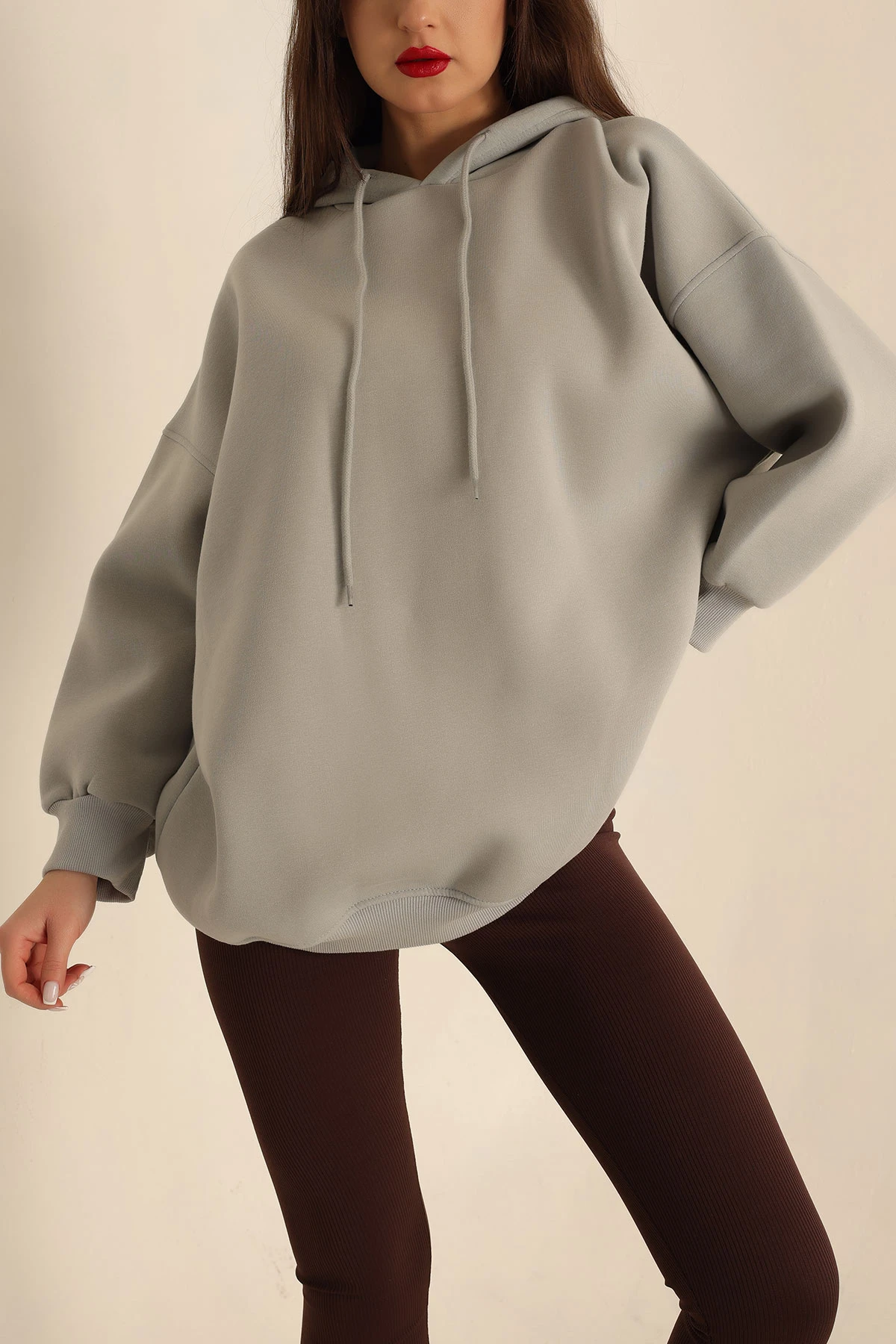 Gri Şardonlu Sweat Tunik 225628