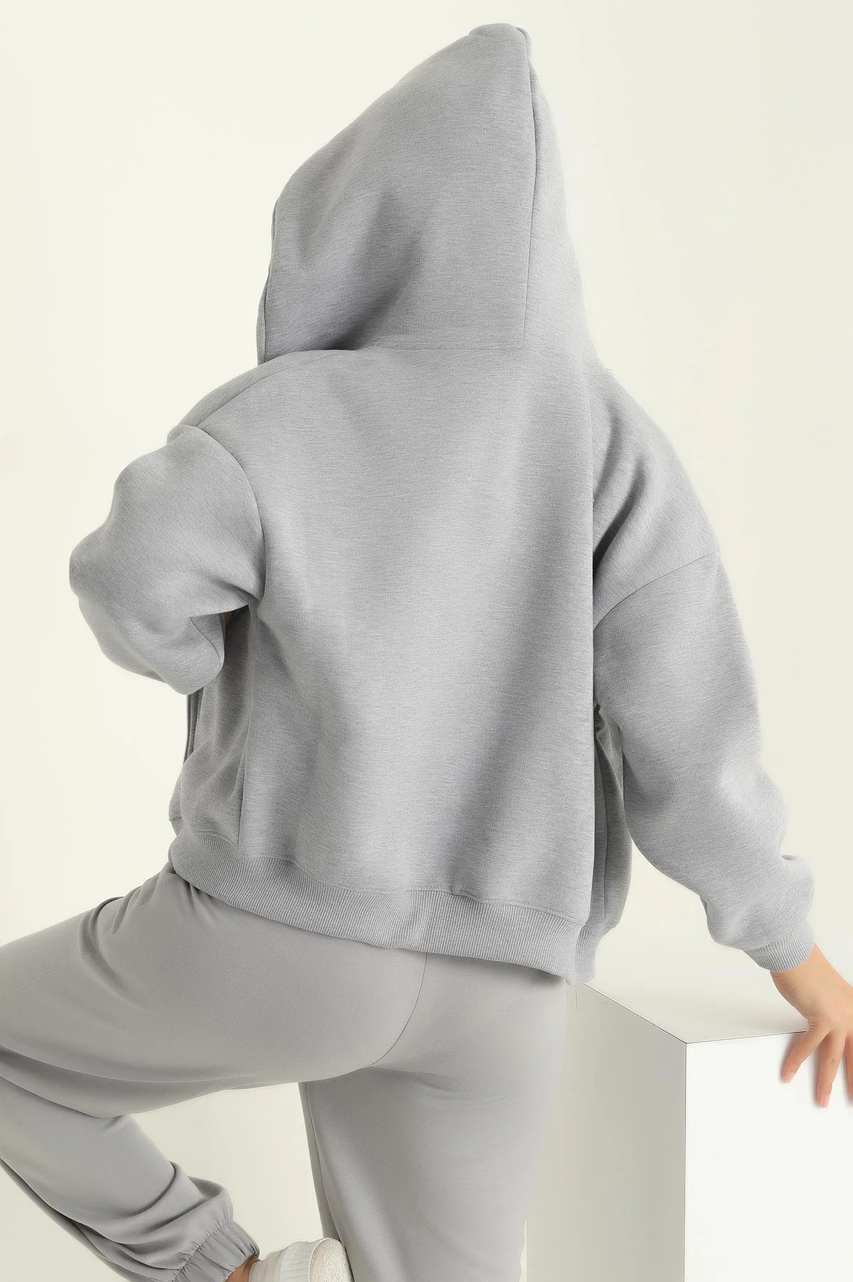 Gri Şardonlu Üç İp Bayan Sweat 292550