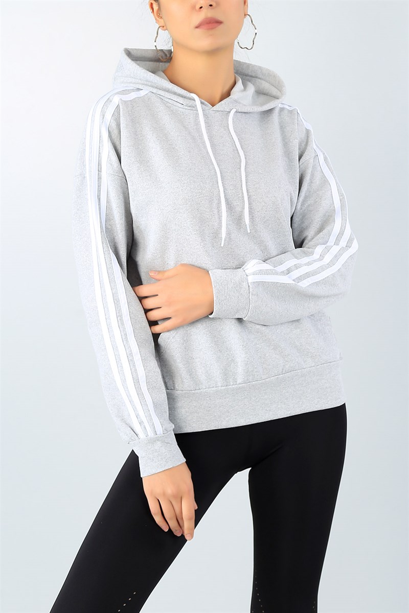 Gri Şerit Detay Bayan Sweat 44649