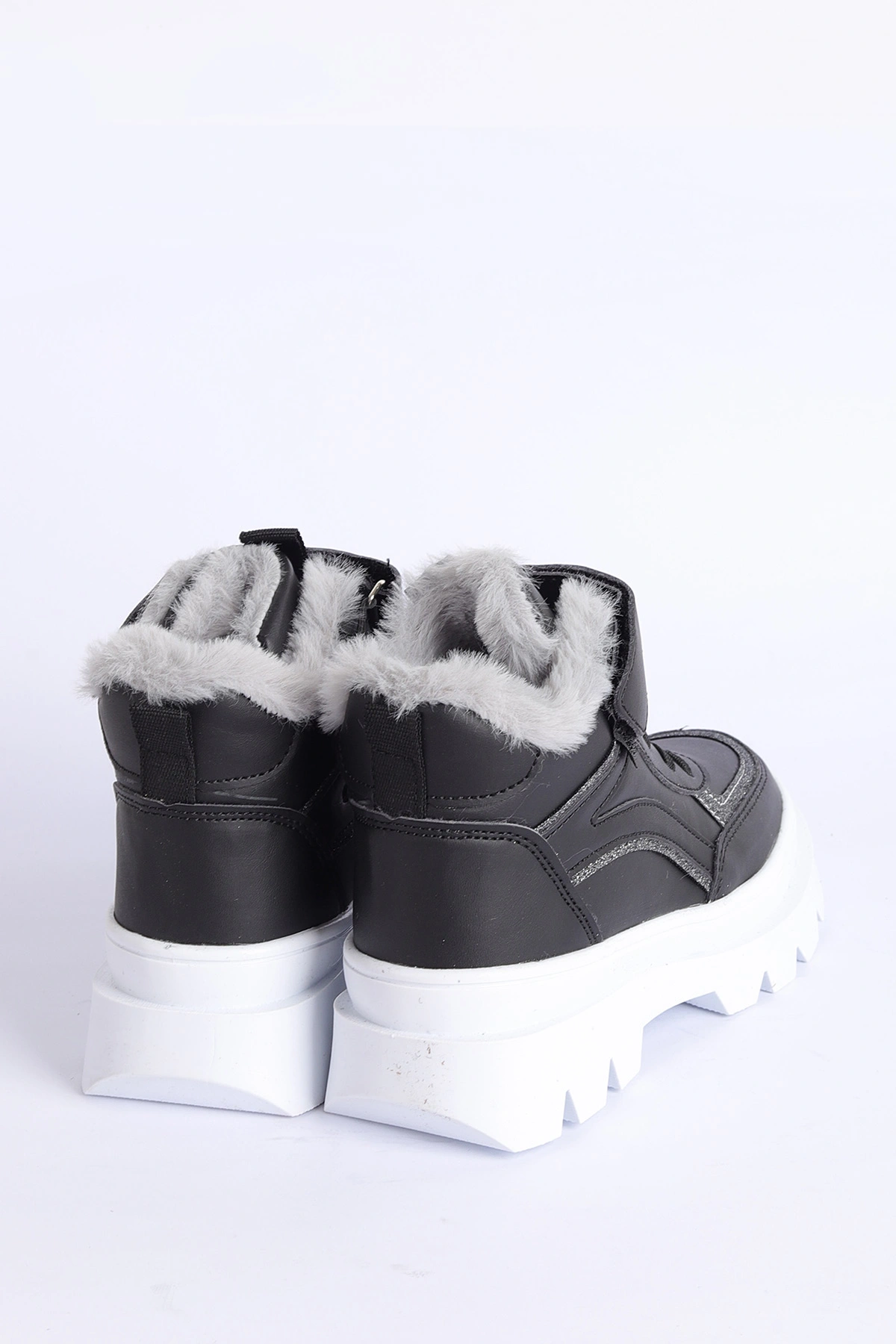 Gri Siyah (31-35 Filet)Cırtlı Bağcıklı İçi Kürklü Bilek Kız Çocuk Bot 316454