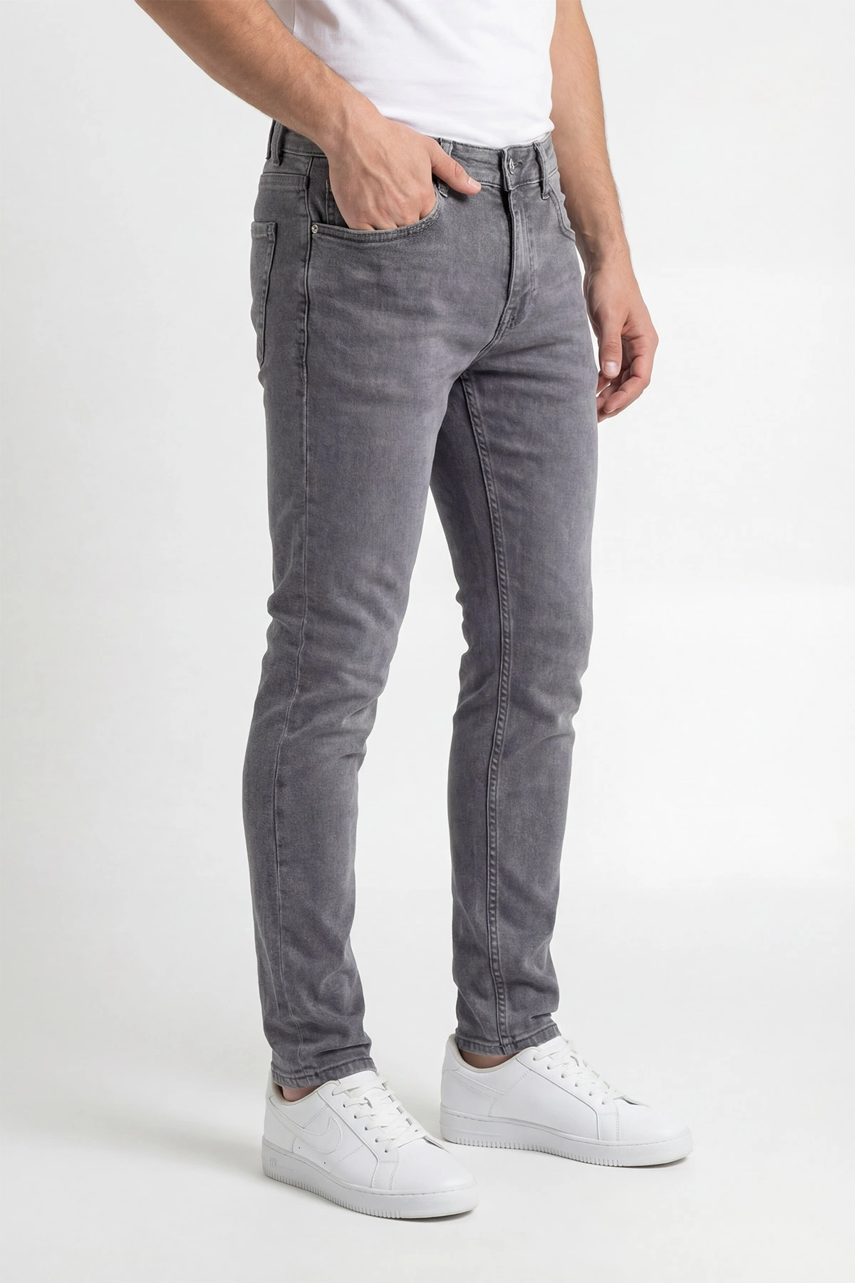 Gri Skinny Fit Likralı Erkek Kot Pantolon 430689