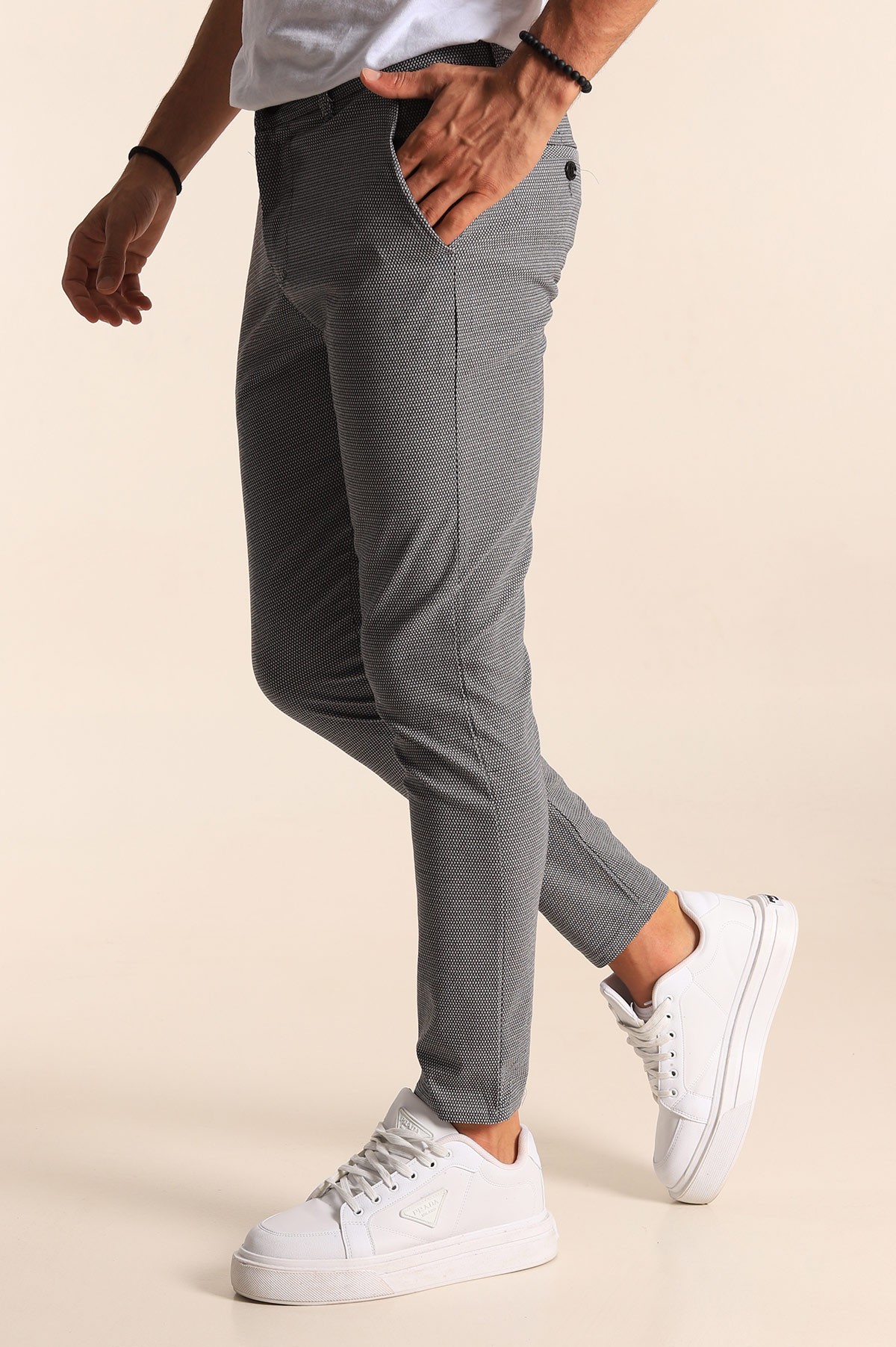 Gri Slim Fit Desenli Erkek Pantolon 194612