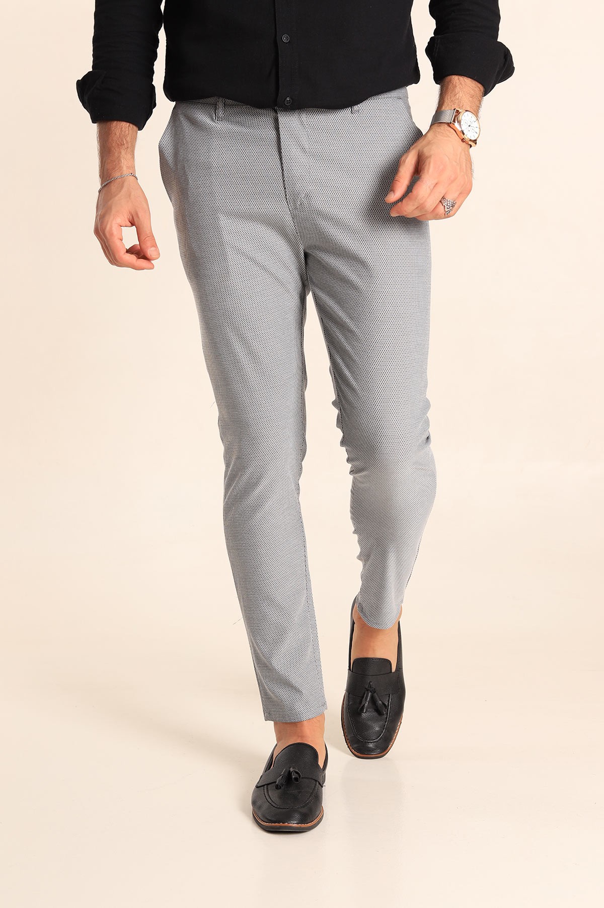 Gri Slim Fit Desenli Erkek Pantolon 213133
