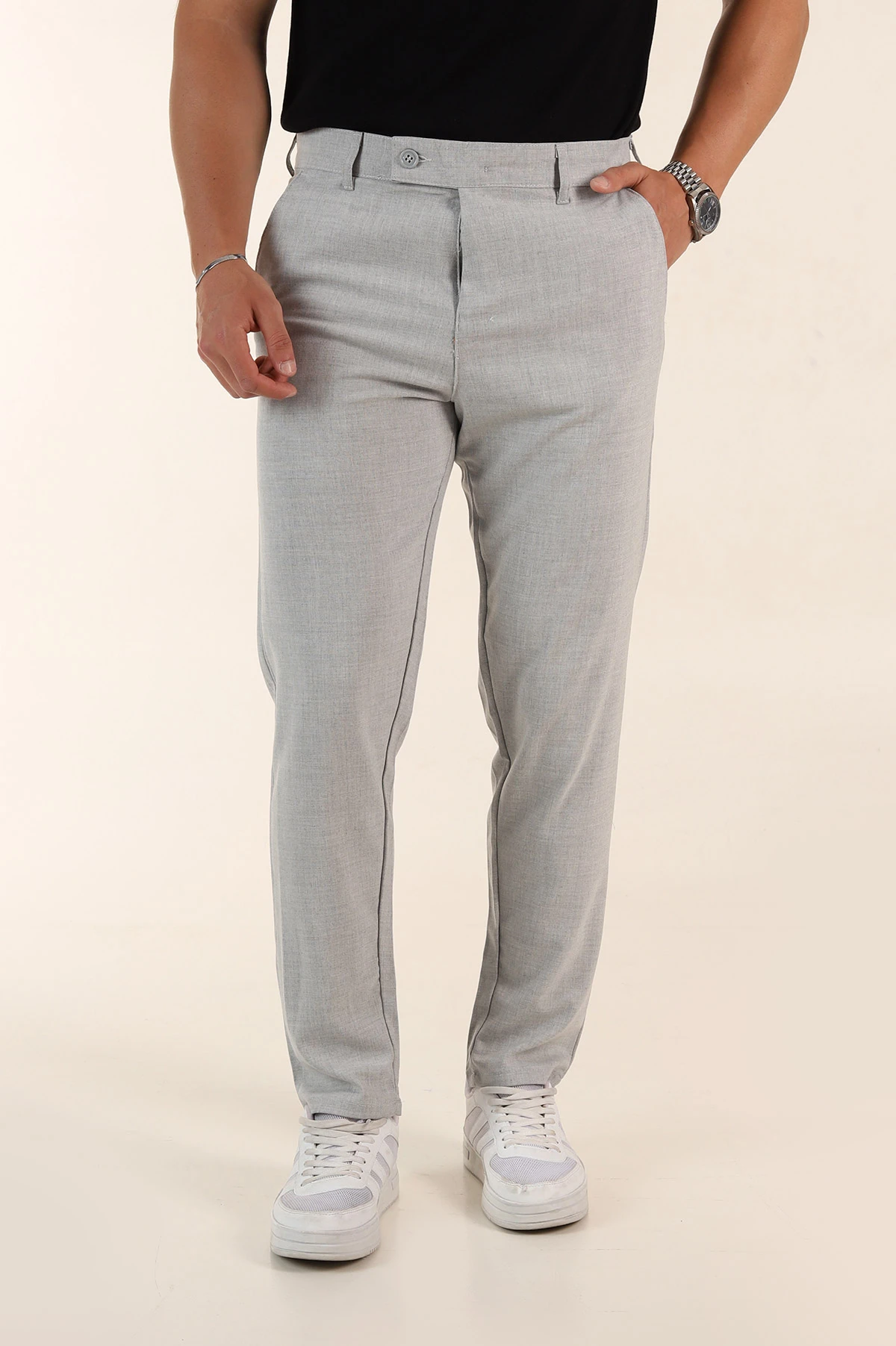 Gri Slim Fit Erkek Kumaş Pantolon 367971