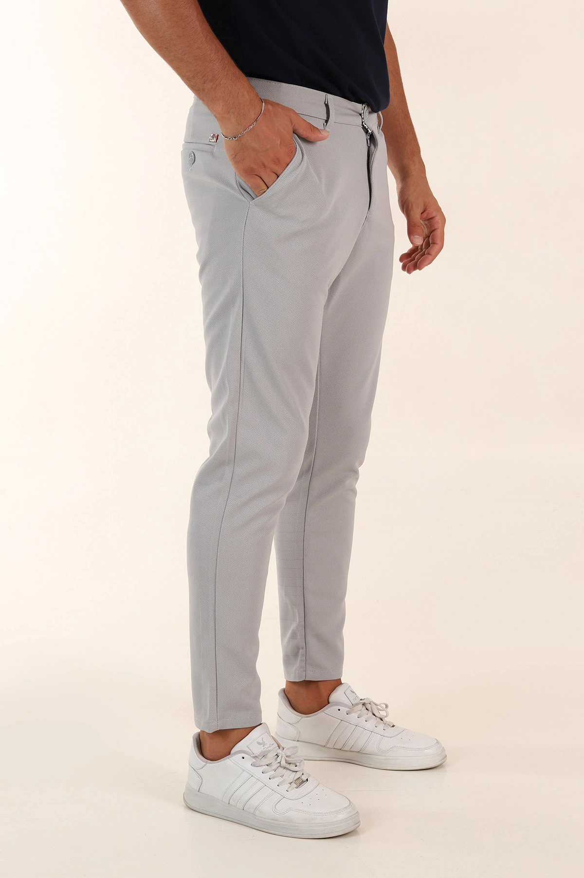 Gri Slim Fit Örme Kumaş Erkek Pantolon 391311