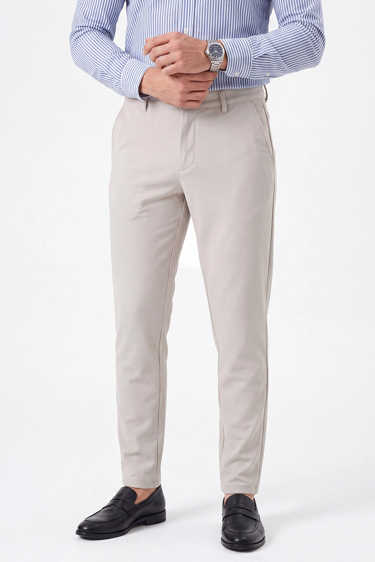 Gri Slim Fit Petek Armürlü Erkek Pantolon 472207