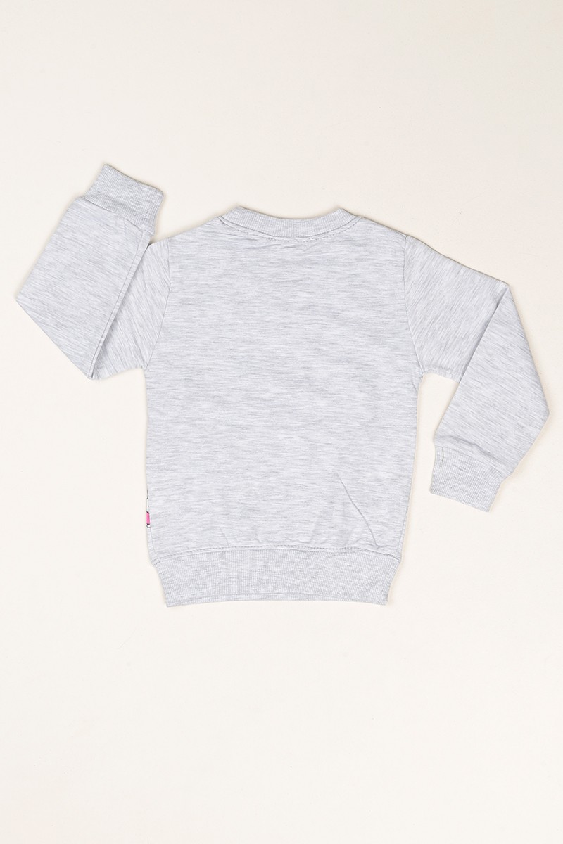 Gri Tavşan Baskılı Kız Çocuk Sweat 80096