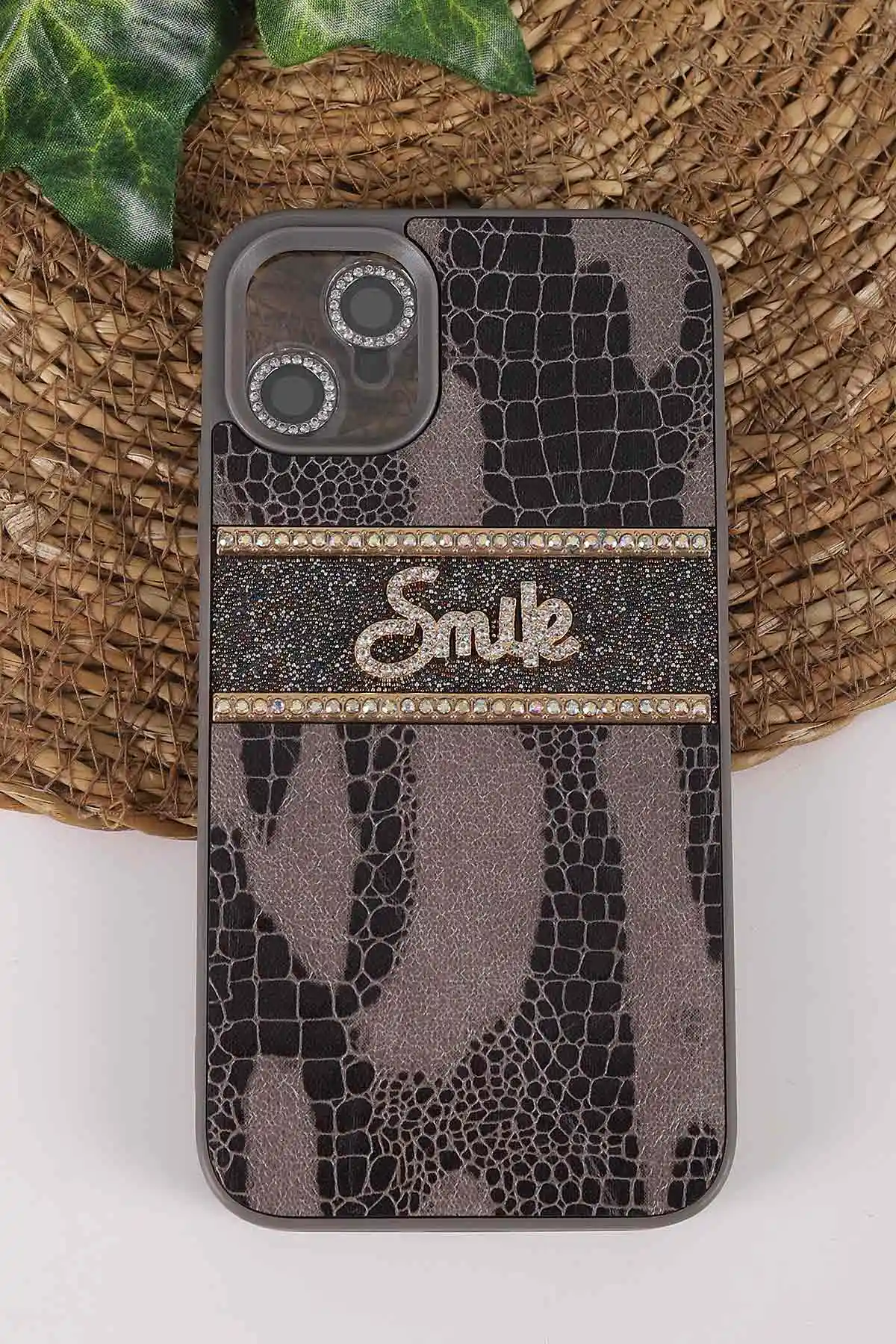 Gri TeknoCase İPhone 11 Uyumlu Smile Case Serisi Yazı Detaylı Lens Hediyeli Sert Silikon Telefon Kılıfı 450131