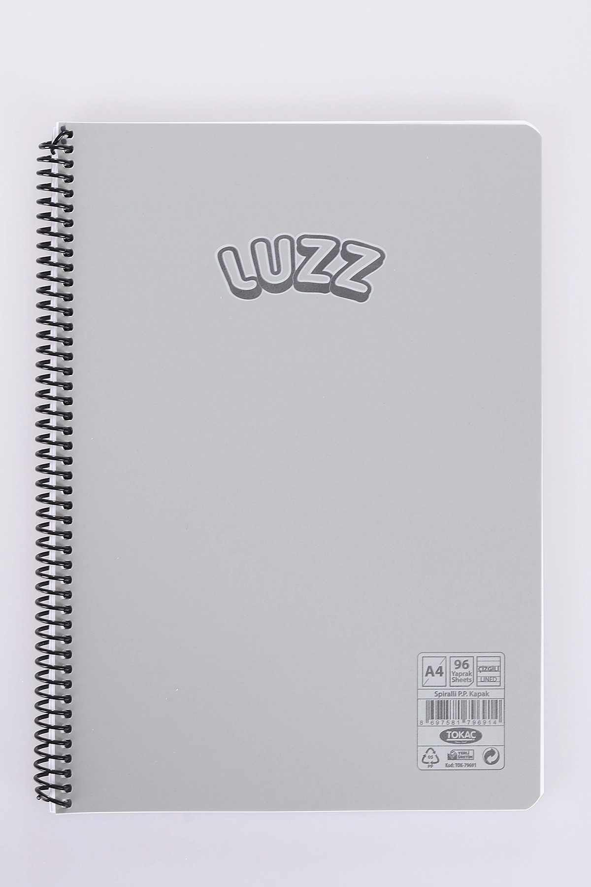 Gri Tokaç Luzz 96 Yaprak Çizgili PP Kapak Telli Defter 478405