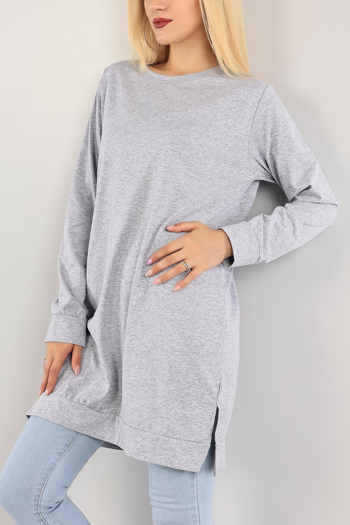 Gri Yanı Yırtmaçlı Süprem Tunik 122966