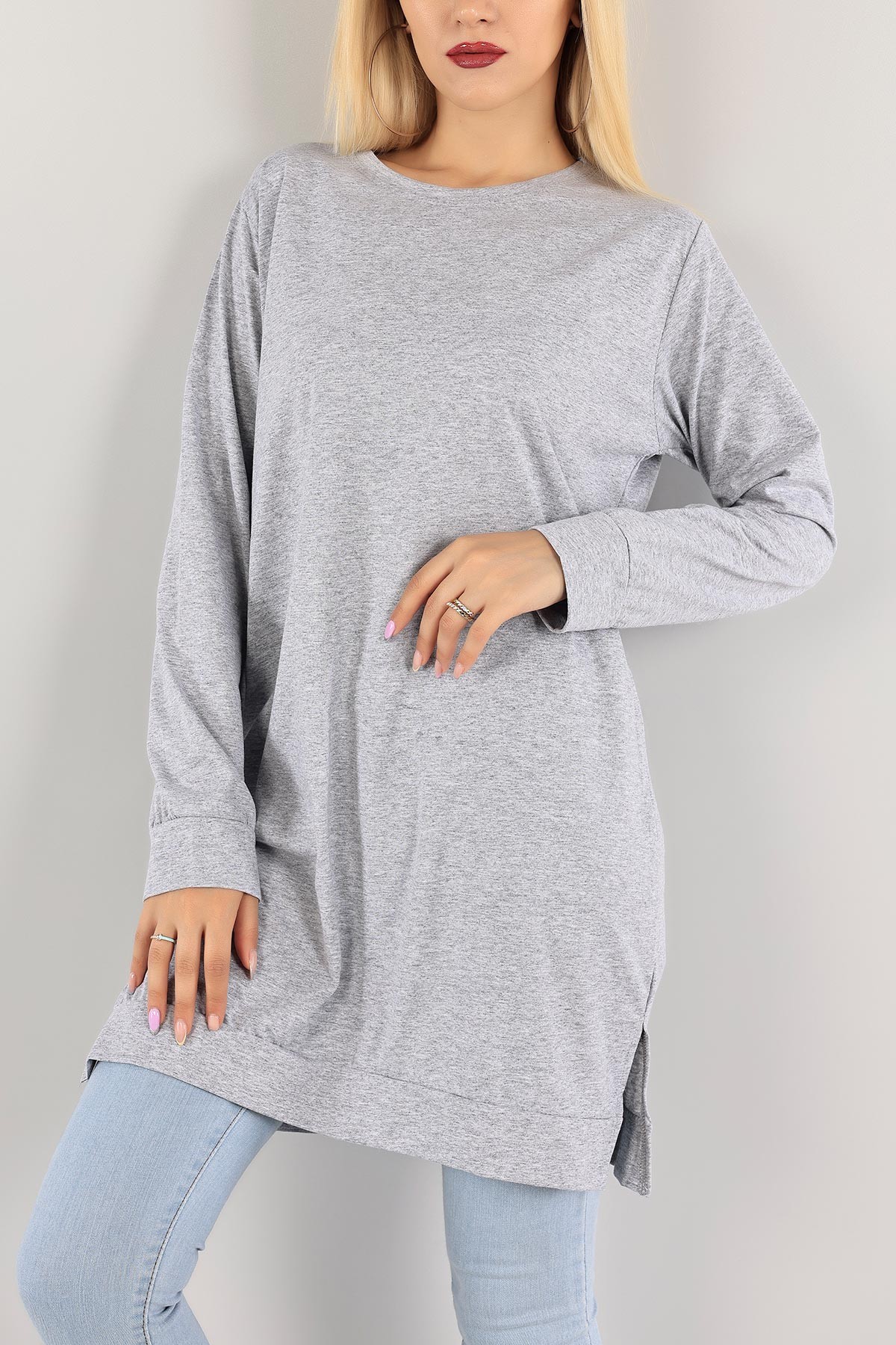 Gri Yanı Yırtmaçlı Süprem Tunik 122966