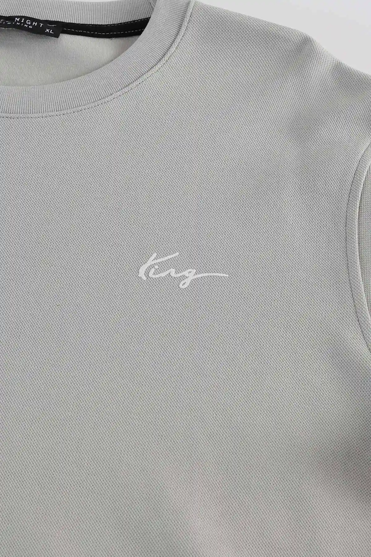Gri Yazı Detaylı Bisiklet Yaka Erkek Sweatshirt 396929