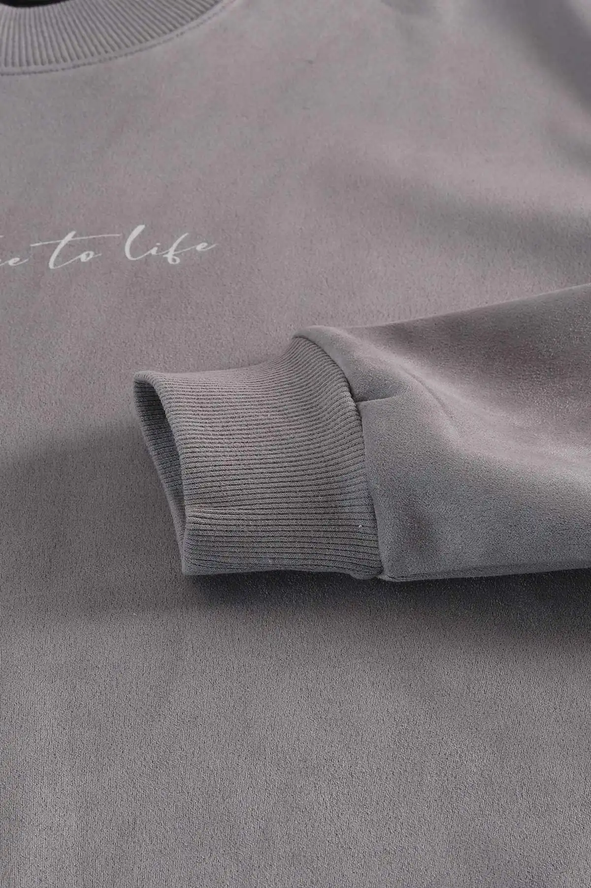 Gri Yazı Detaylı Bisiklet Yaka Erkek Sweatshirt 396976