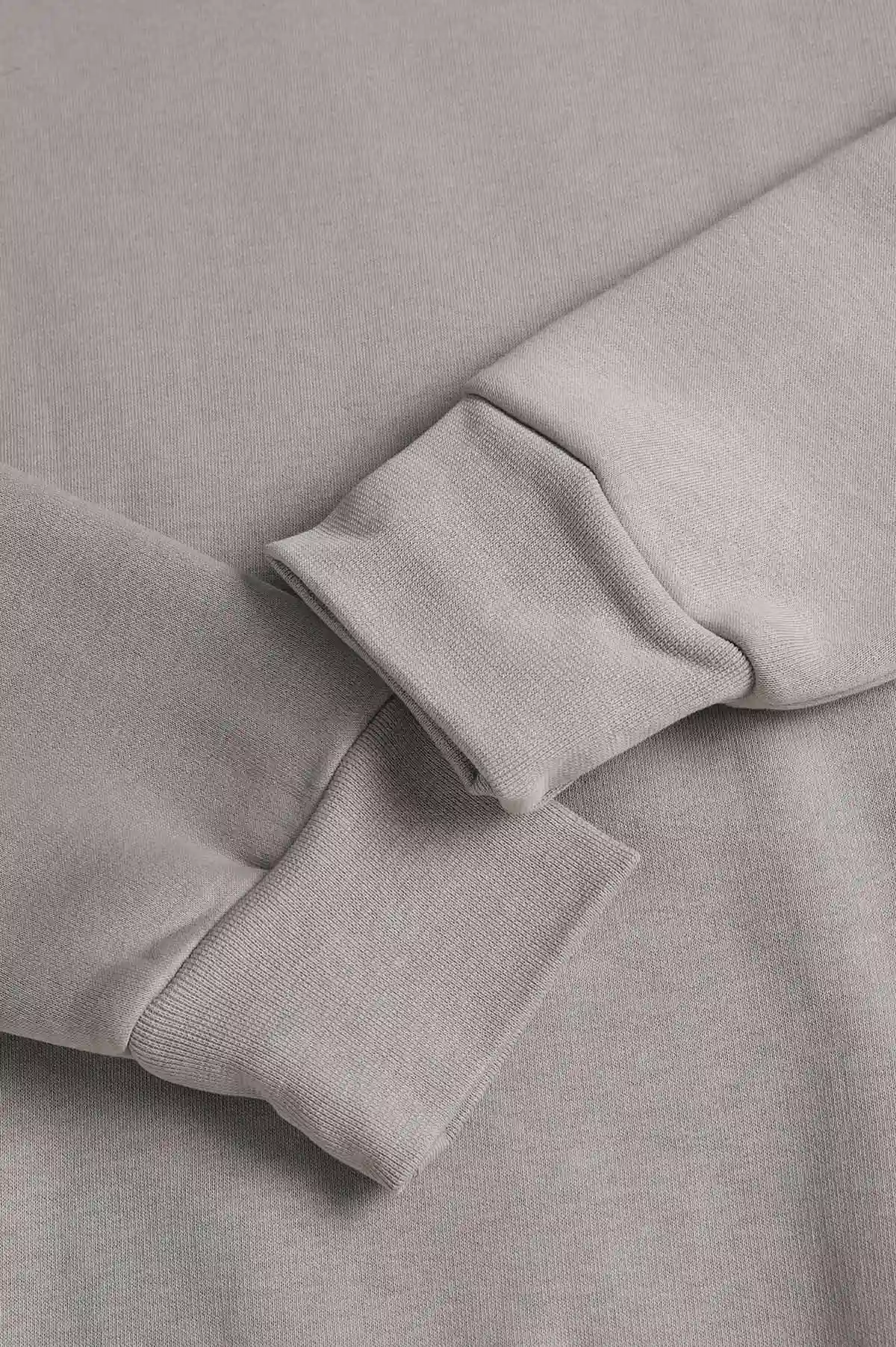 Gri Yazı Detaylı Bisiklet Yaka Erkek Sweatshirt 397038