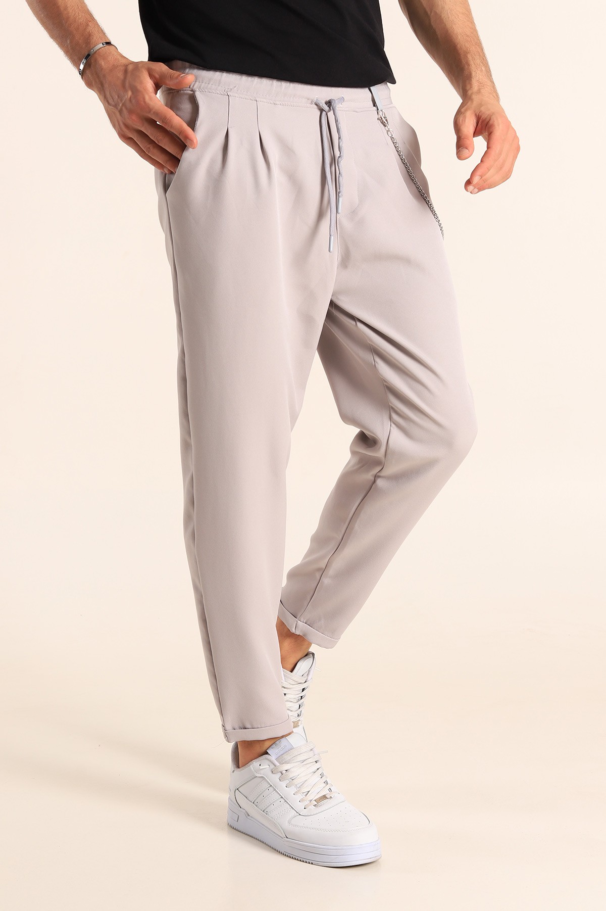 Gri Zincirli Likralı Erkek Jogger Pantolon 187794