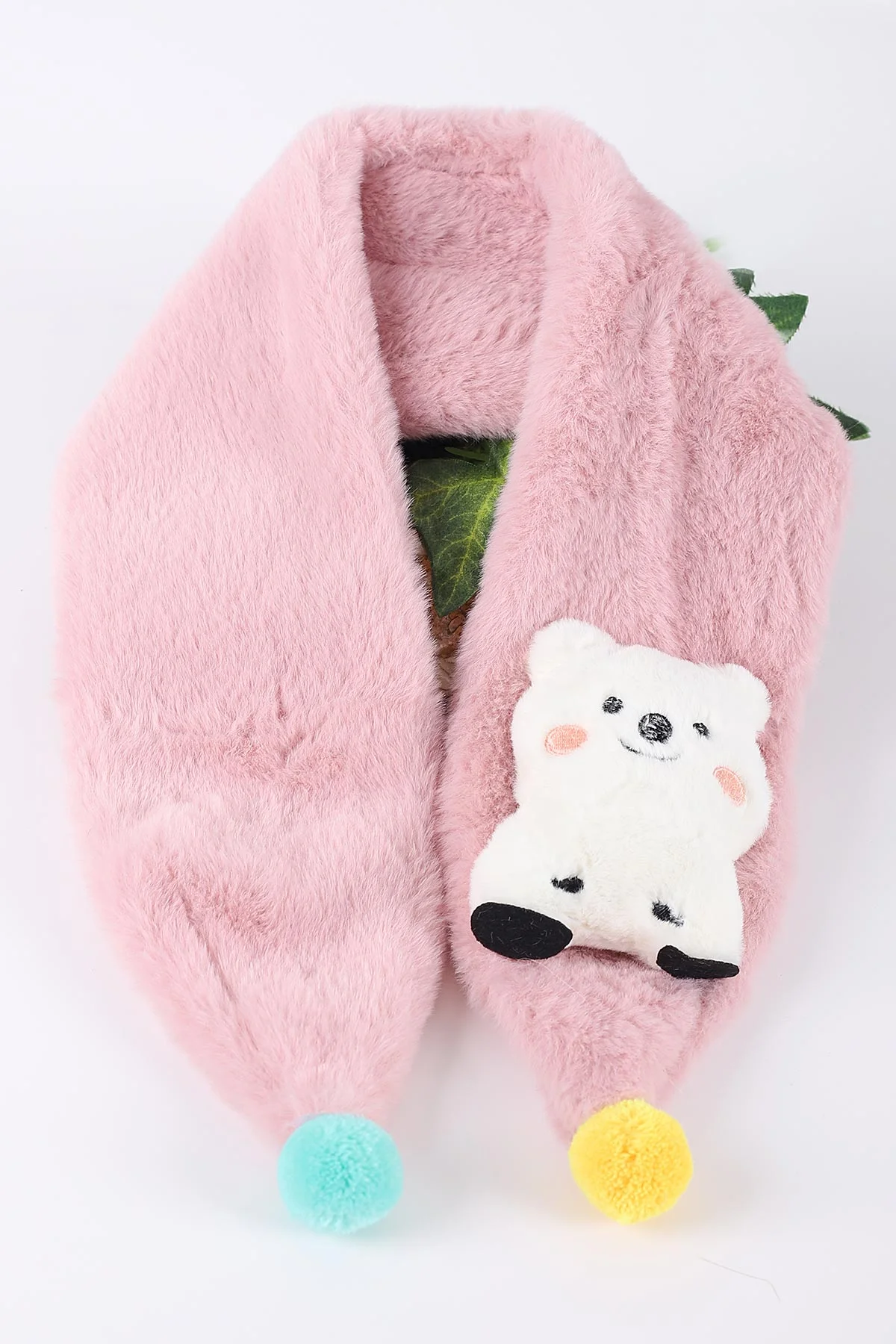 Gül Kurusu (0-10 Yaş)   Ayıcık Nakışlı  Ponponlu Peluş Bebek&Çocuk Atkı&Aksesuar 410972
