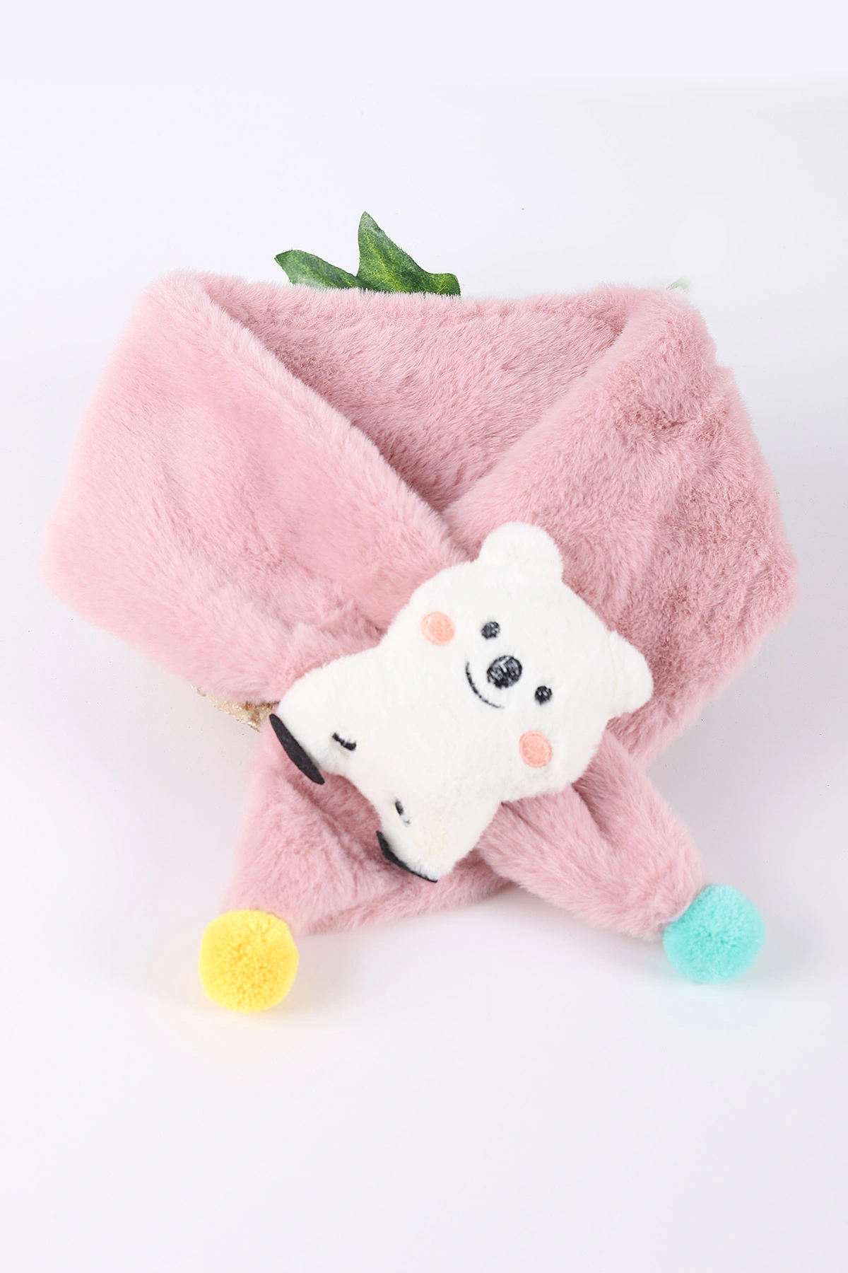 Gül Kurusu (0-10 Yaş)   Ayıcık Nakışlı  Ponponlu Peluş Bebek&Çocuk Atkı&Aksesuar 410972