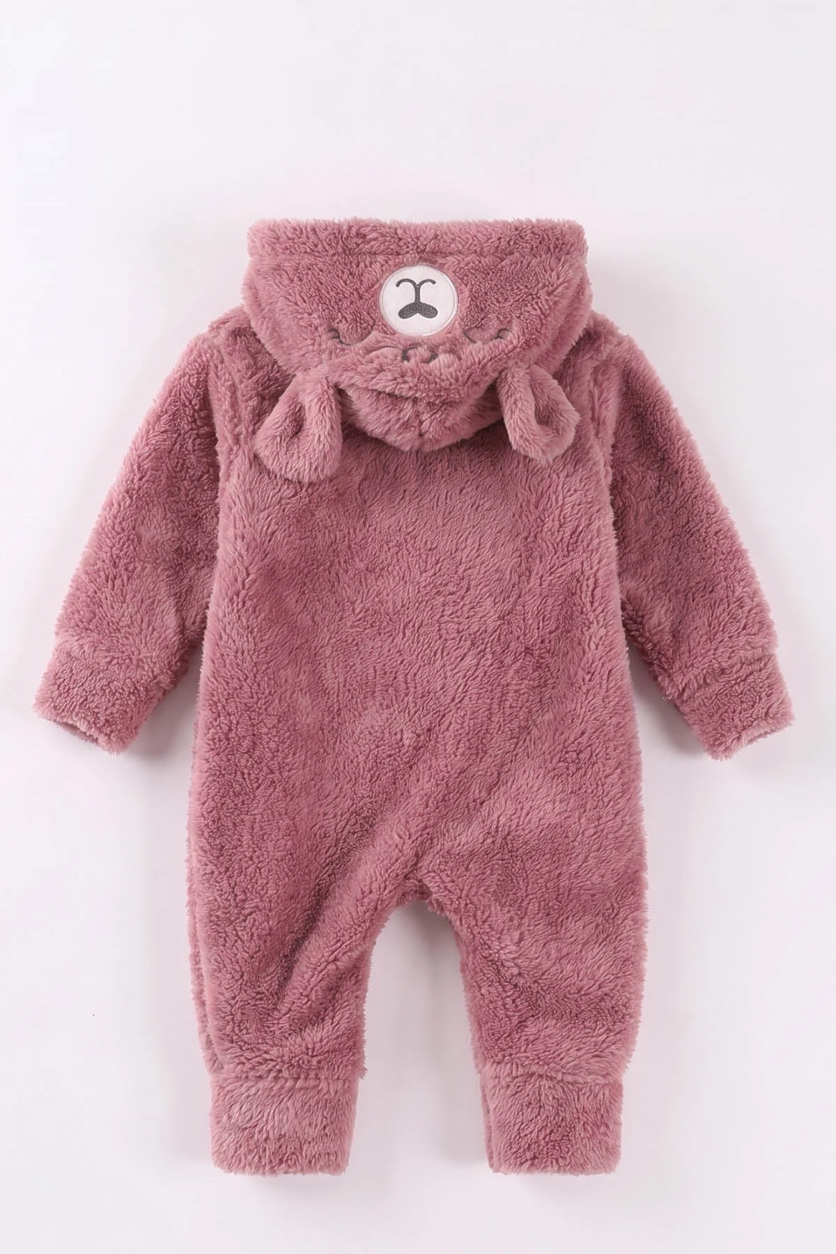 Gül Kurusu (0-12 Ay)Kapüşonu Gülen Ayı Nakışlı Peluş Kız Bebek Tulum 494434