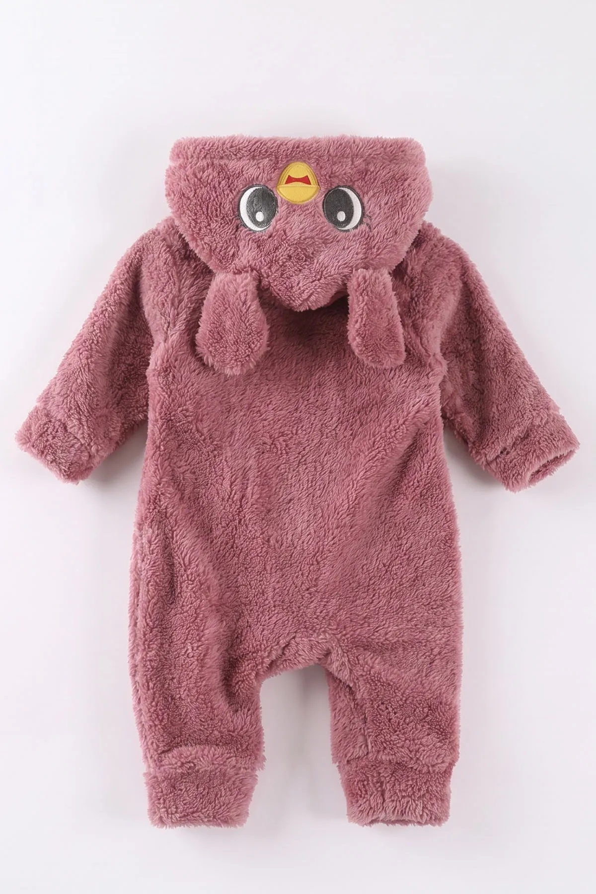 Gül Kurusu (0-12 Ay)Kapüşonu  Ördek Nakışlı  Peluş Kız Bebek Tulum 494426