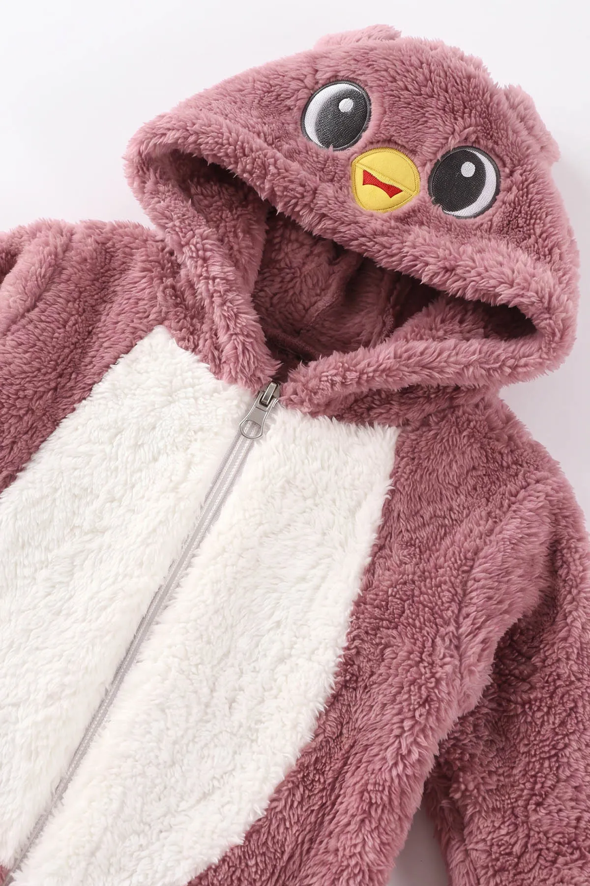 Gül Kurusu (0-12 Ay)Kapüşonu  Ördek Nakışlı  Peluş Kız Bebek Tulum 494426