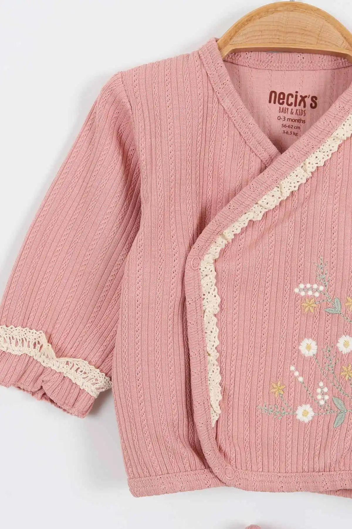 Gül Kurusu (0-3 Ay)Çiçek Nakışlı Kız Bebek 5'li Zıbın Set 330789