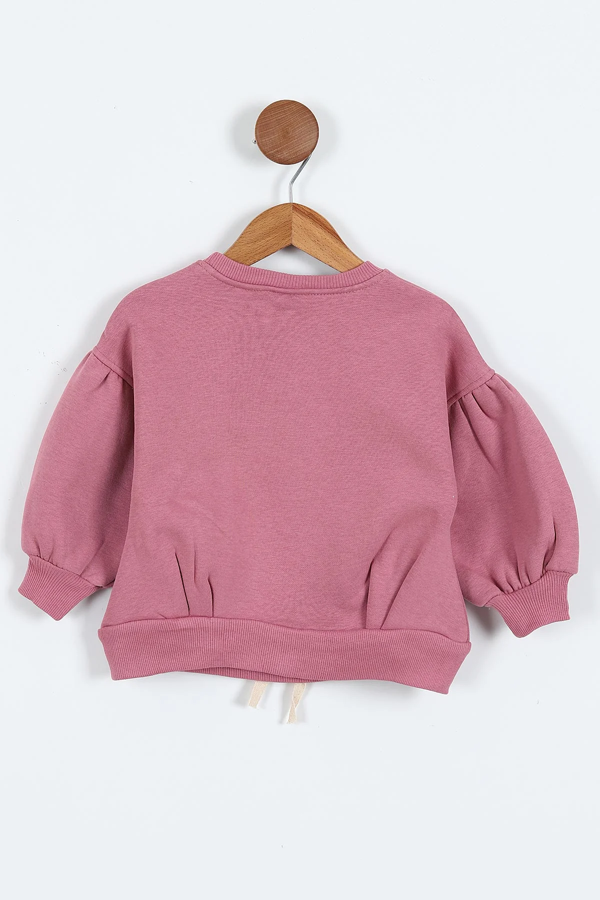 Gül Kurusu (0-4 Yaş) Fiyonk ve Taş Baskılı 3  İp Şardonlu Kız Çocuk Sweatshirt 415024