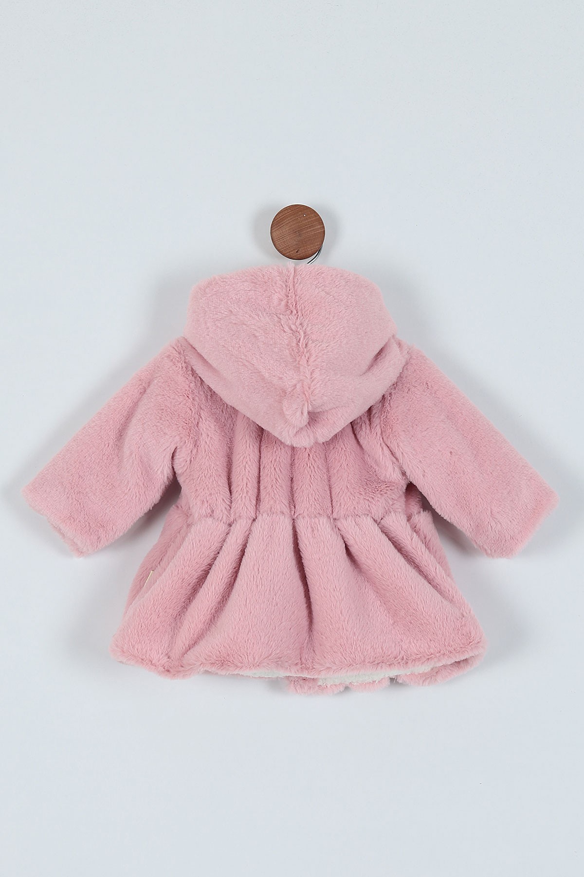 Gül Kurusu (1-3 Yaş) Taş Detaylı Fiyonklu Kürklü Kız Bebe Mont 220925